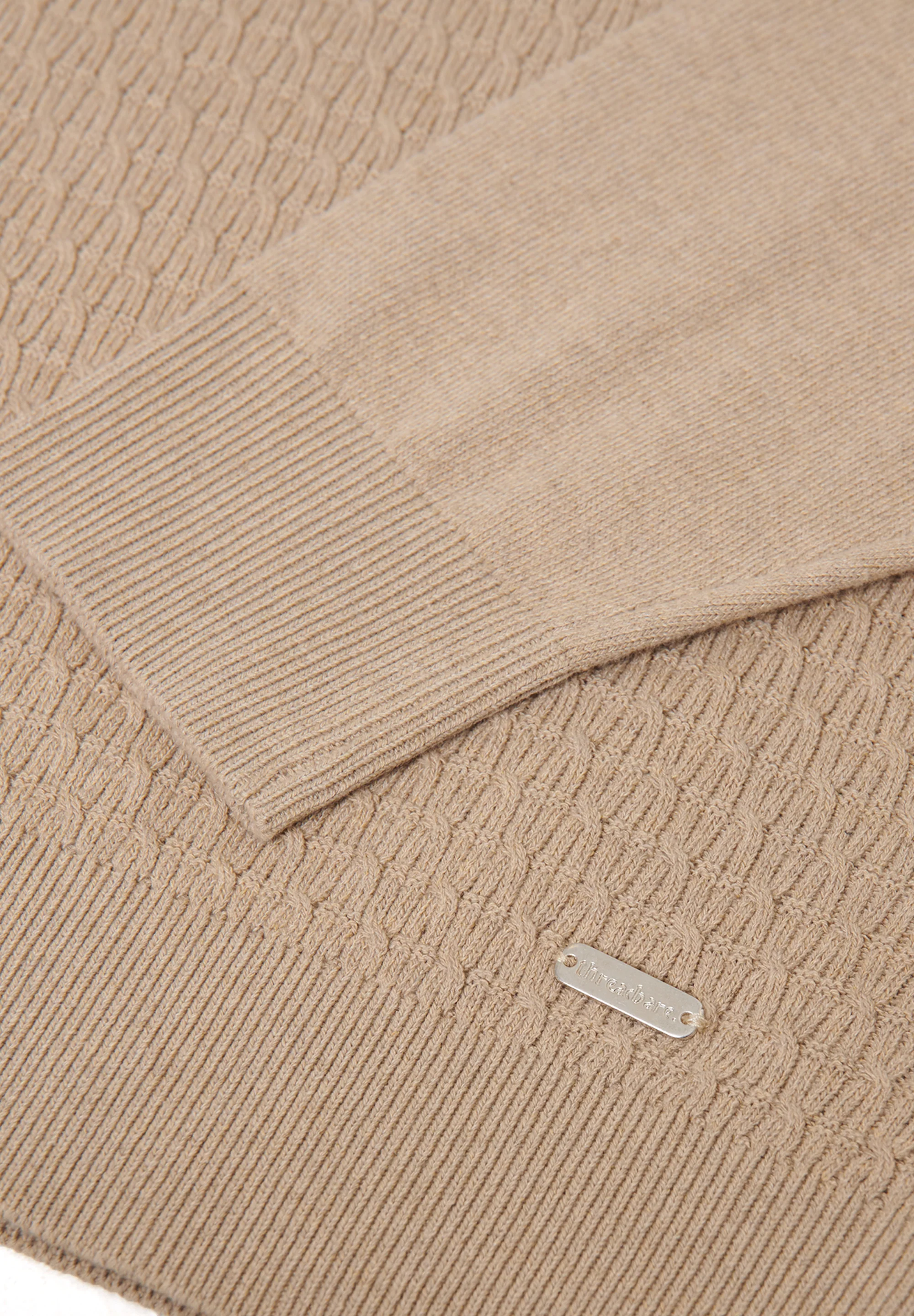 Mini Cable Knit Quarter Zip Jumper in Taupe - Image 6