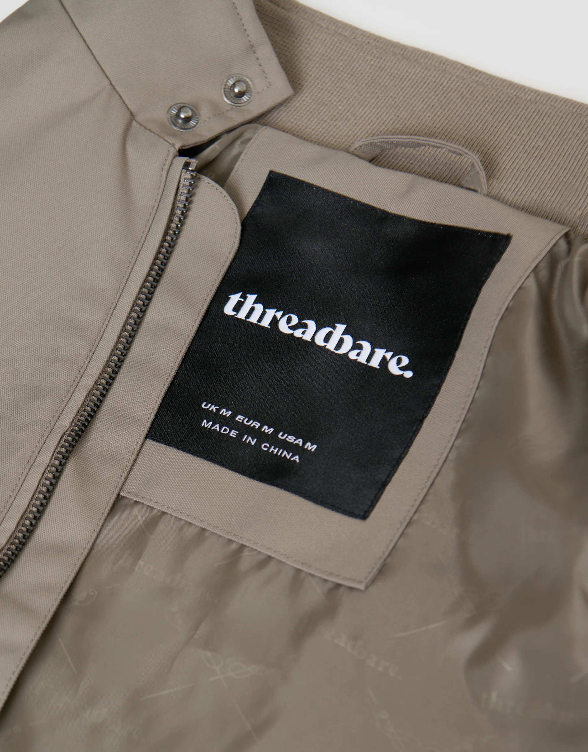 Showerproof Zip Up Harrington Jacket in Taupe - Image 6