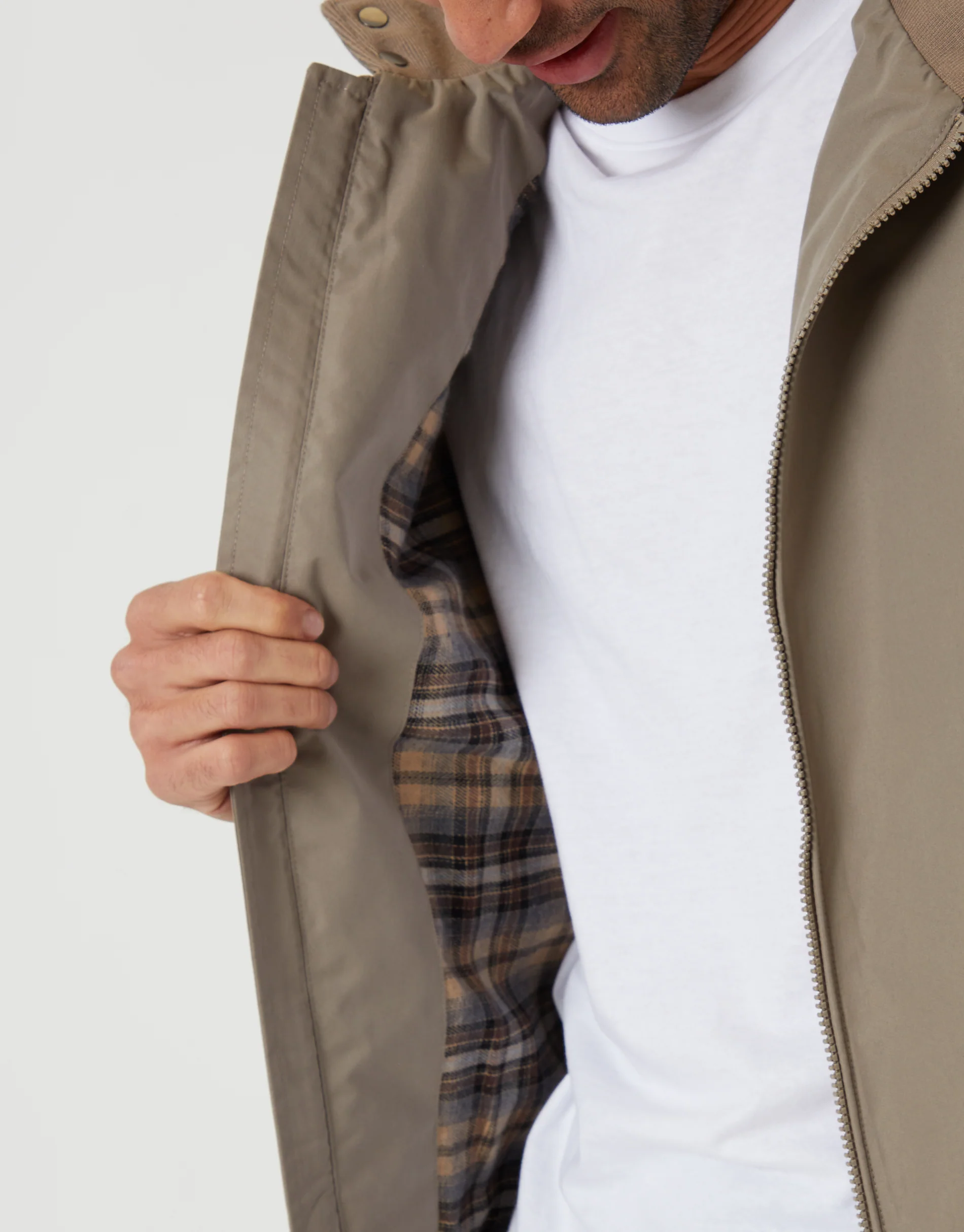 Zip Up Harrington Jacket in Taupe - Image 6