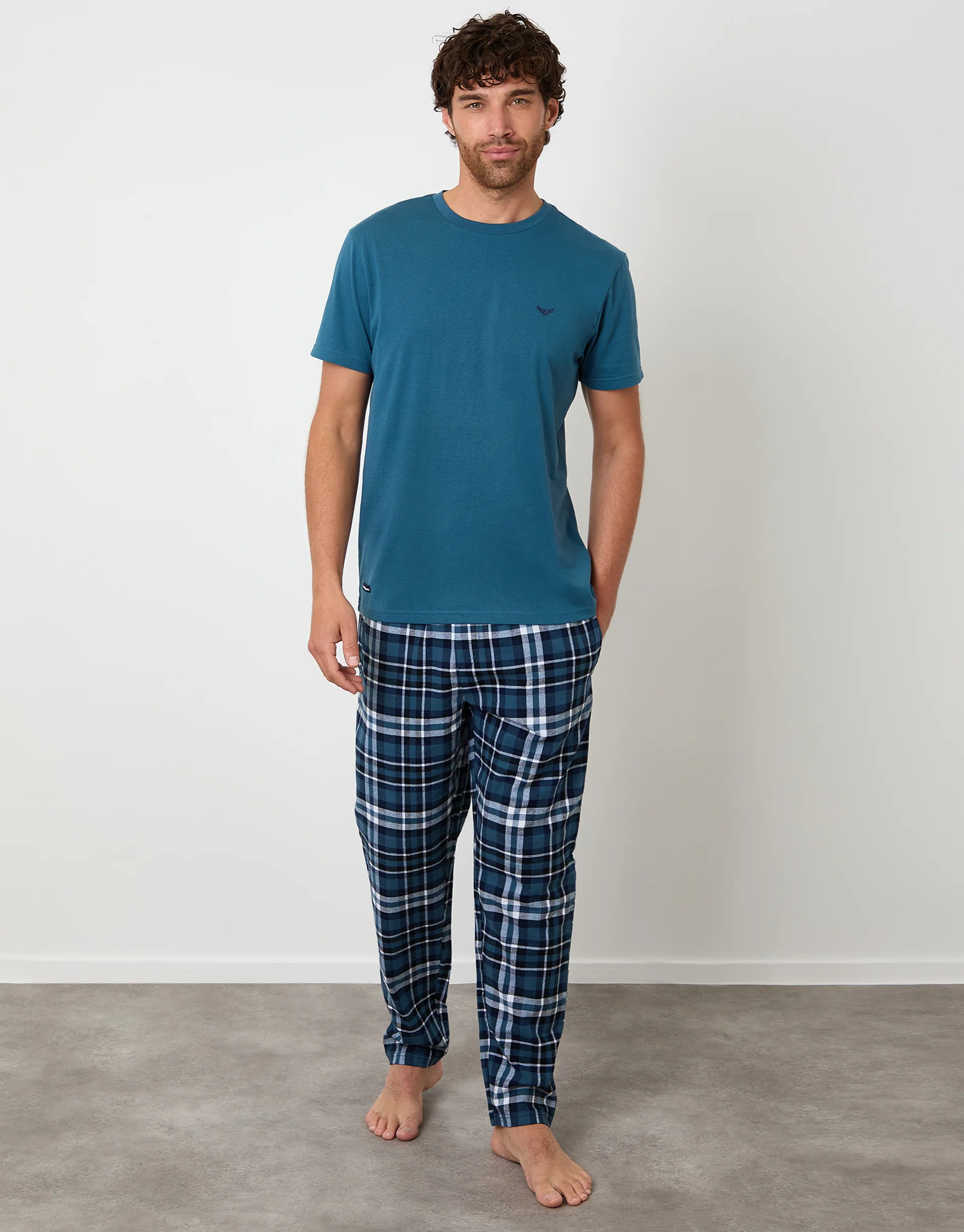 Pyjama Set in Teal Green Check