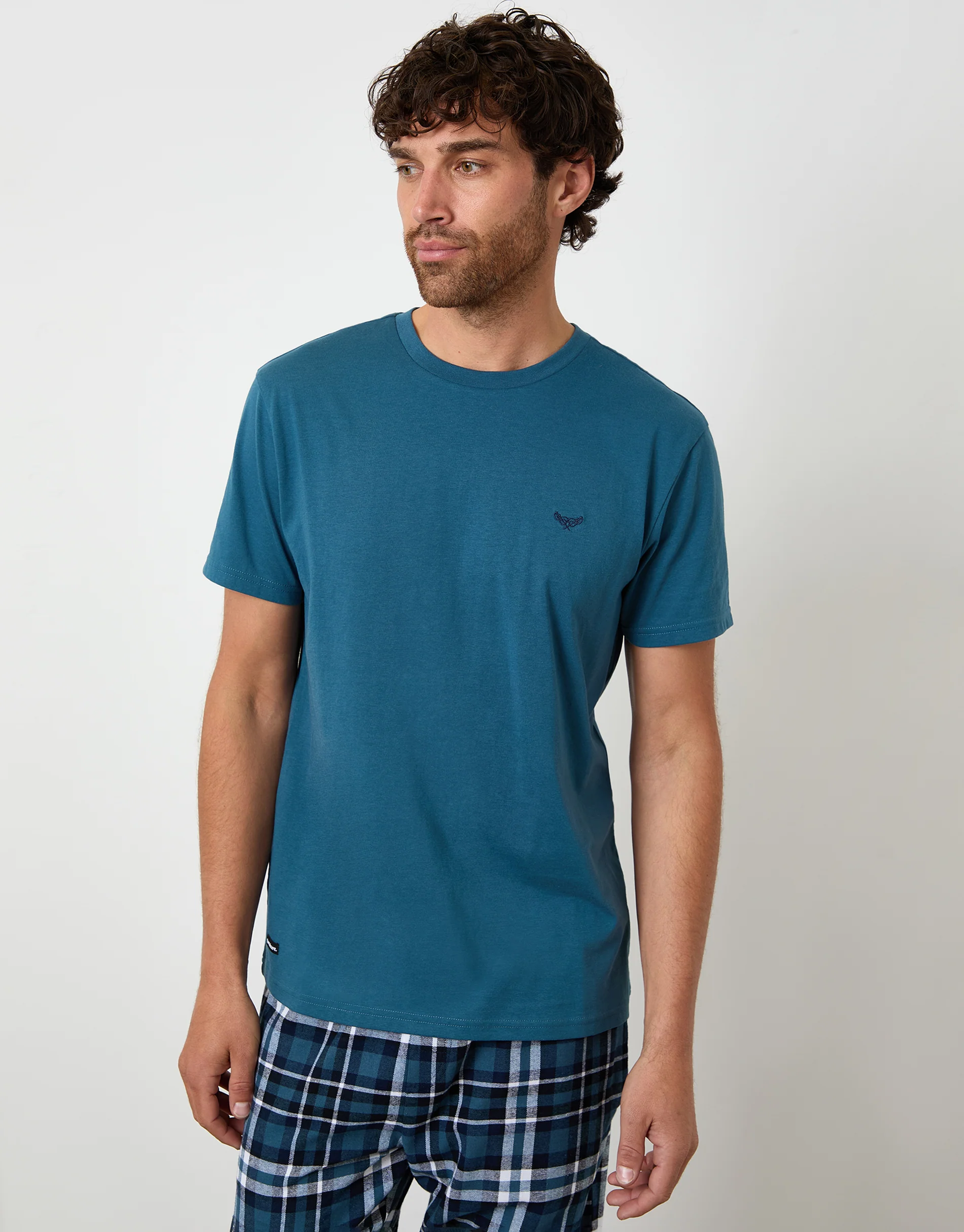 Pyjama Set in Teal Green Check - Image 3