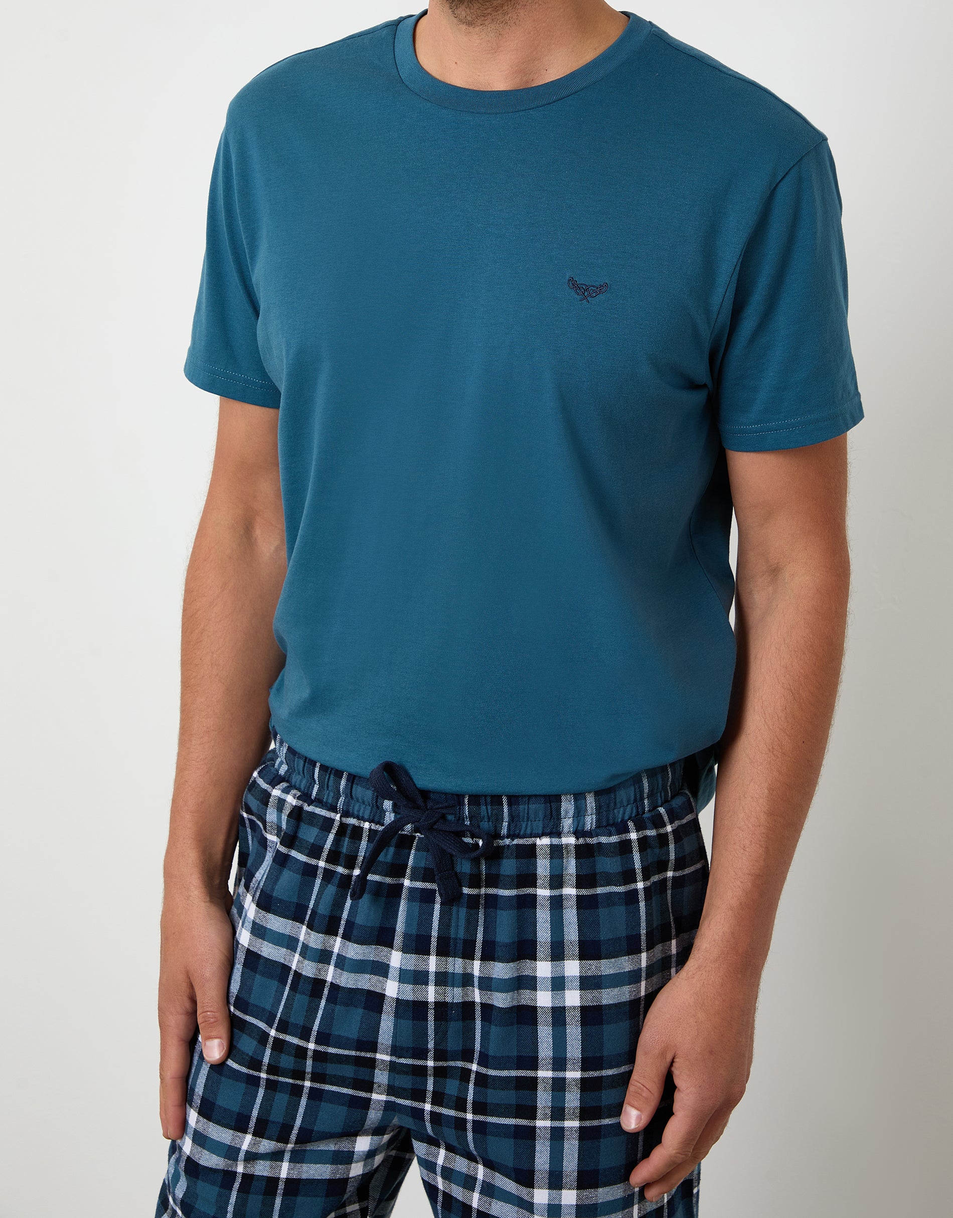 Pyjama Set in Teal Green Check - Image 4