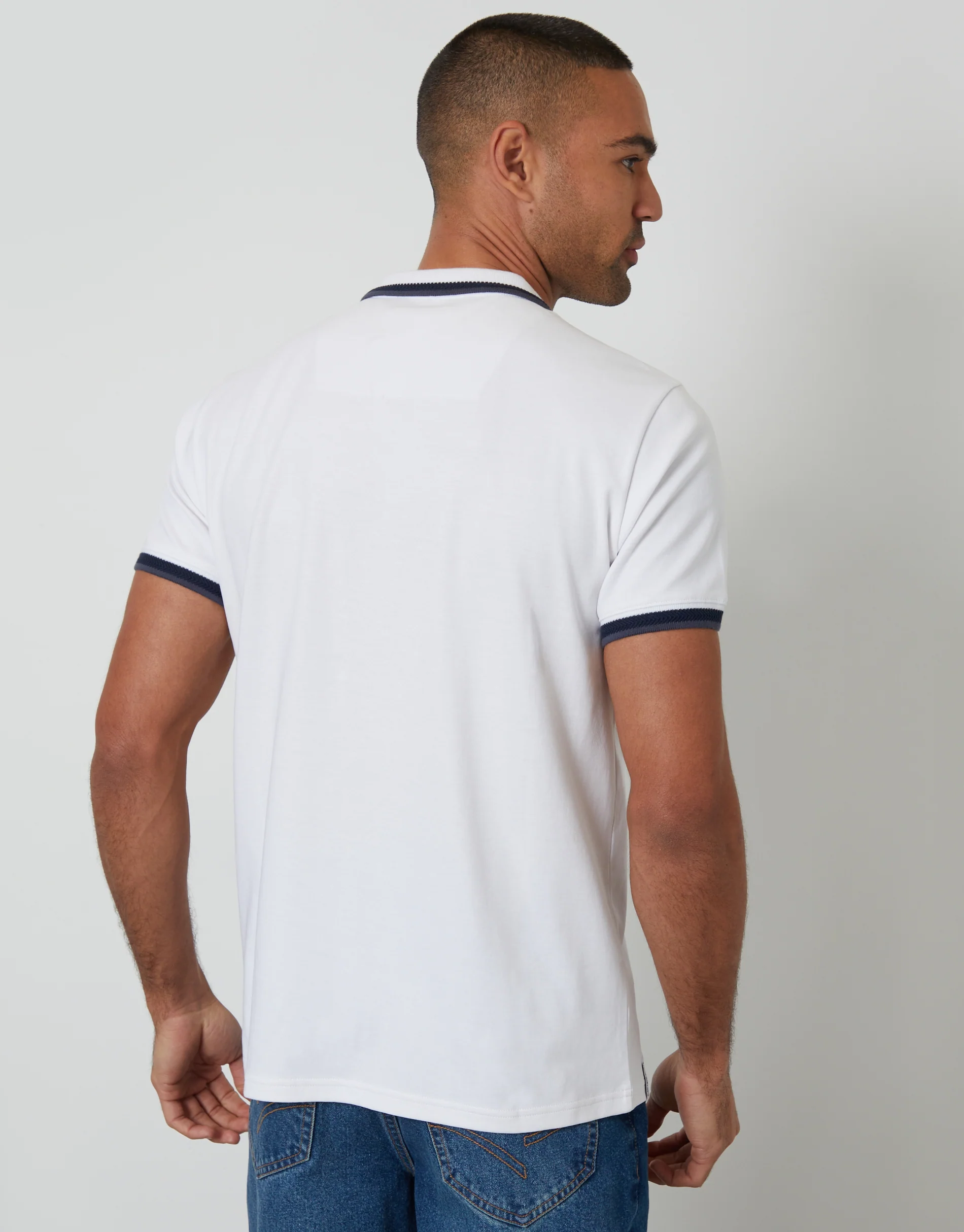 Jetted Pocket Cotton Interlock Polo Shirt in White - Image 2