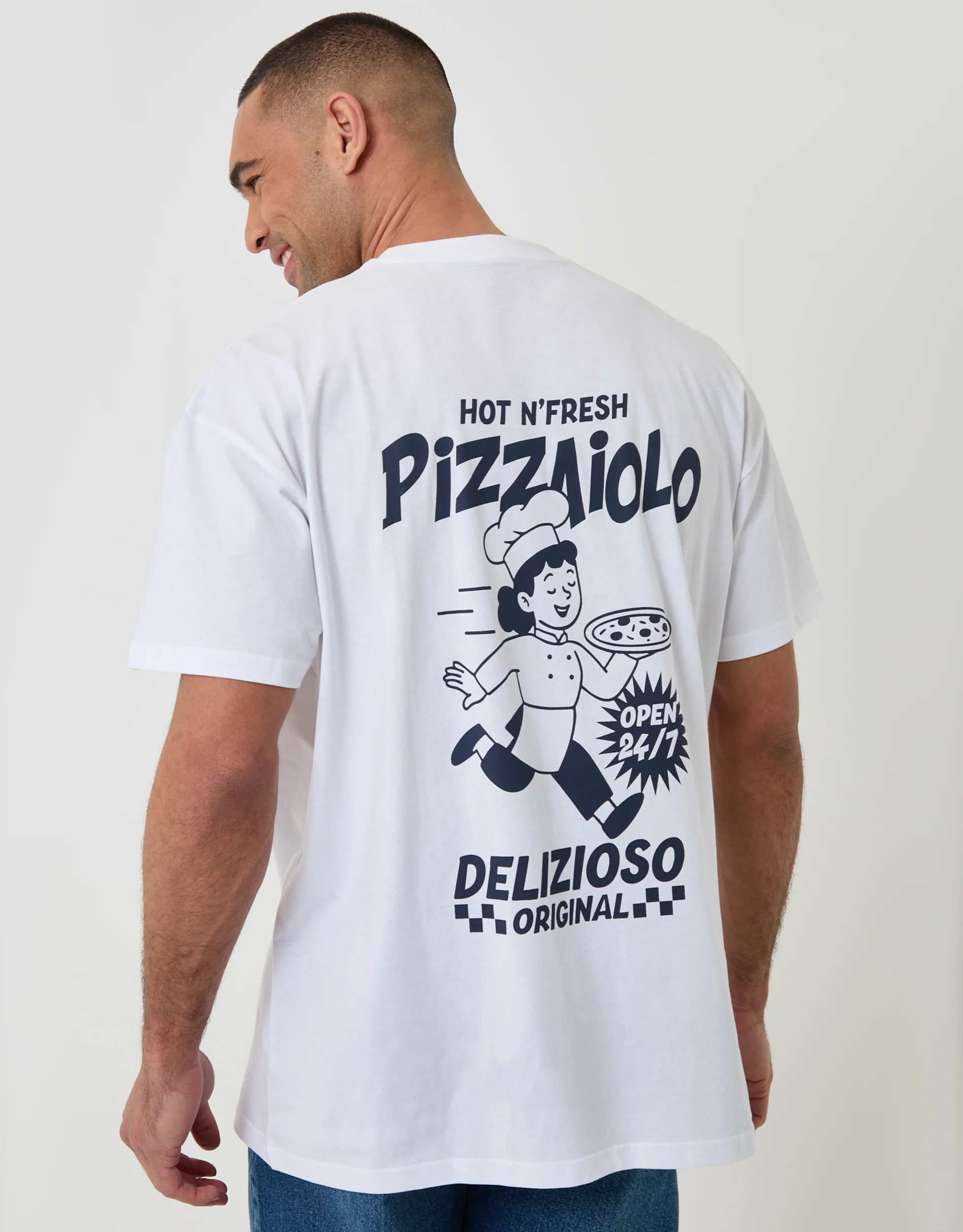 Oversized Pizzaiolo Cotton T-Shirt in White