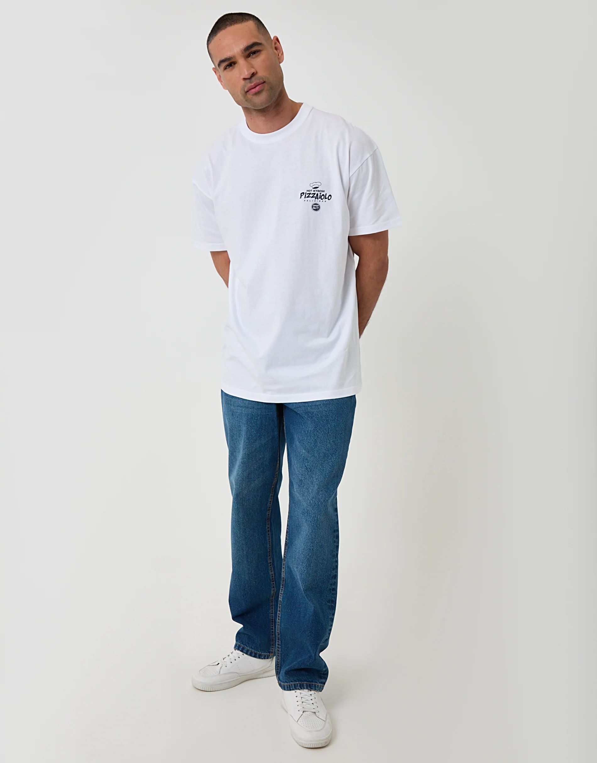 Oversized Pizzaiolo Cotton T-Shirt in White - Image 3