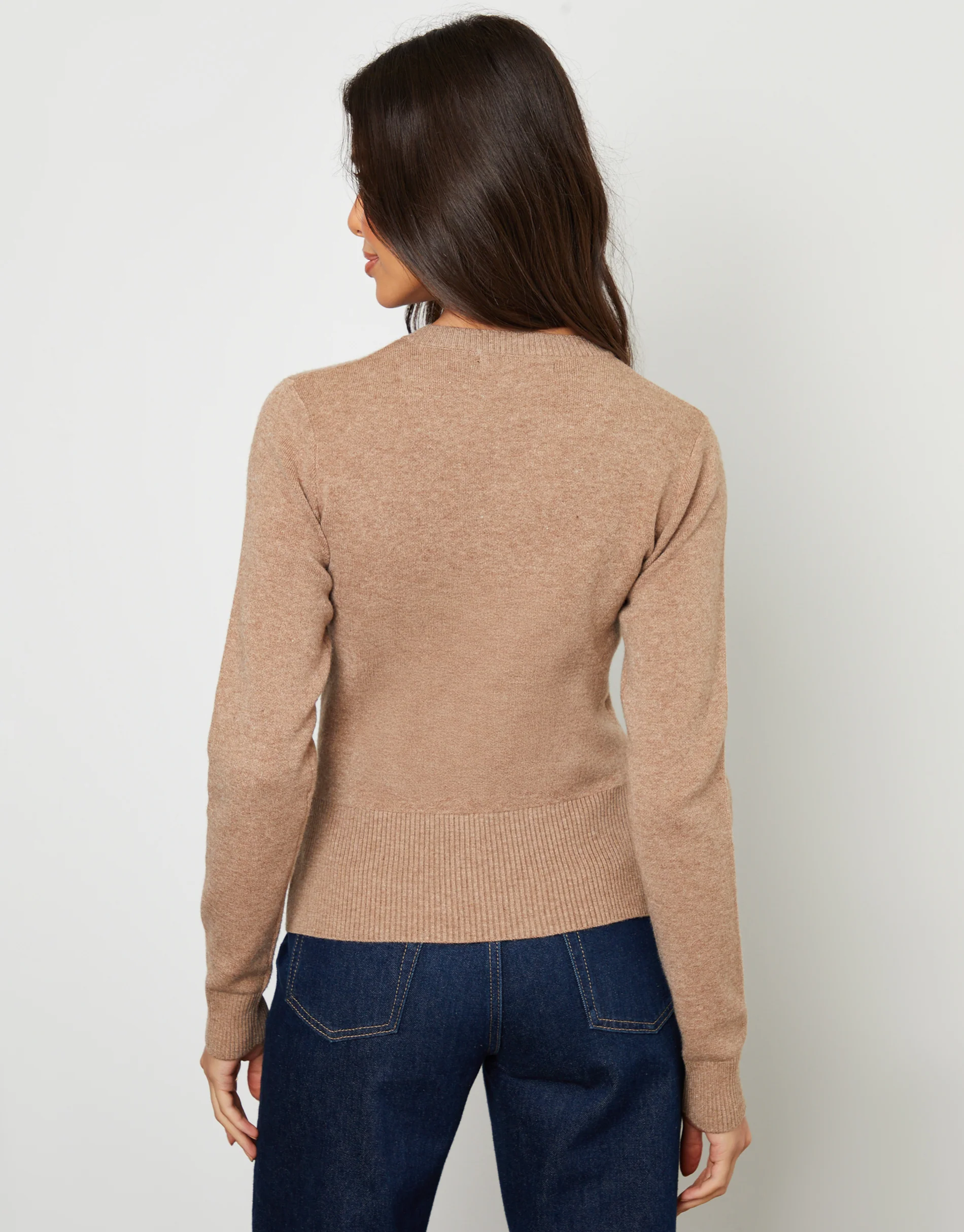 2 Pack Crew Neck Compact Knitted Cardigan in Beige & Black - Image 3