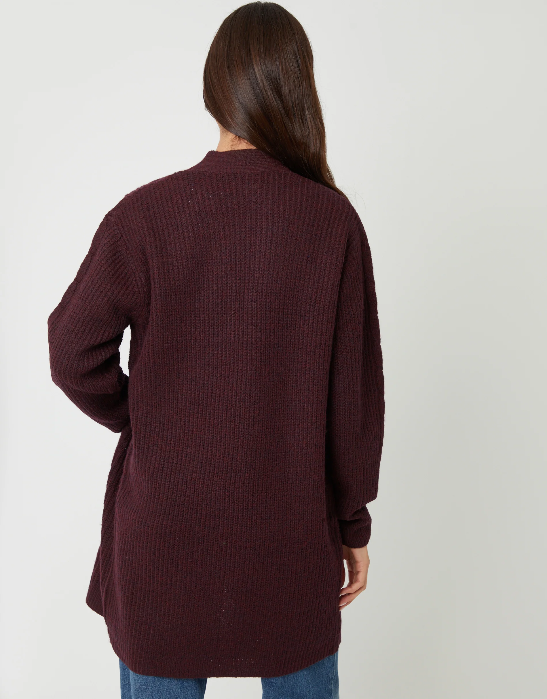 Cable Knit Cardigan in Berry Red - Image 3