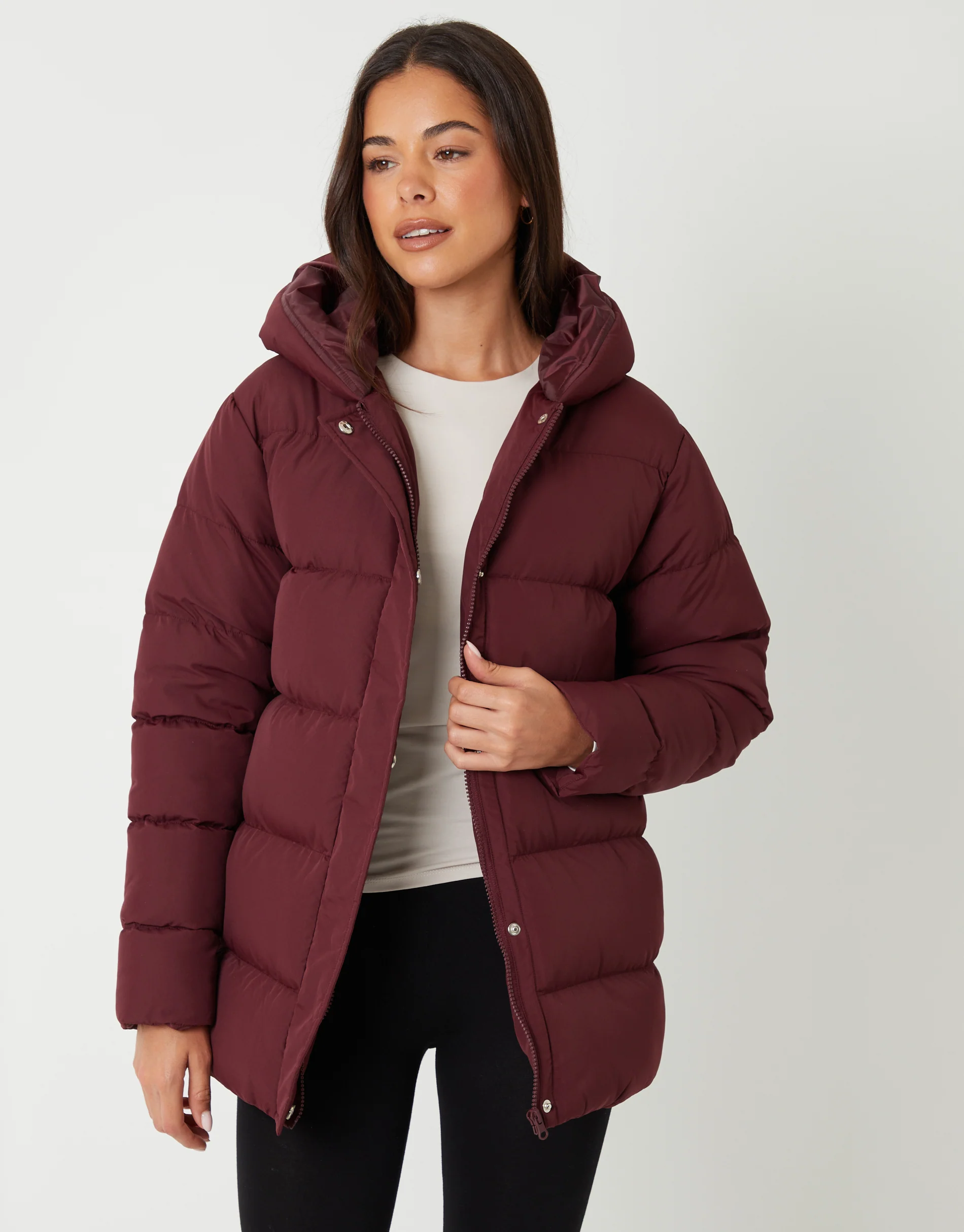 Puffer Jacket in Berry Red