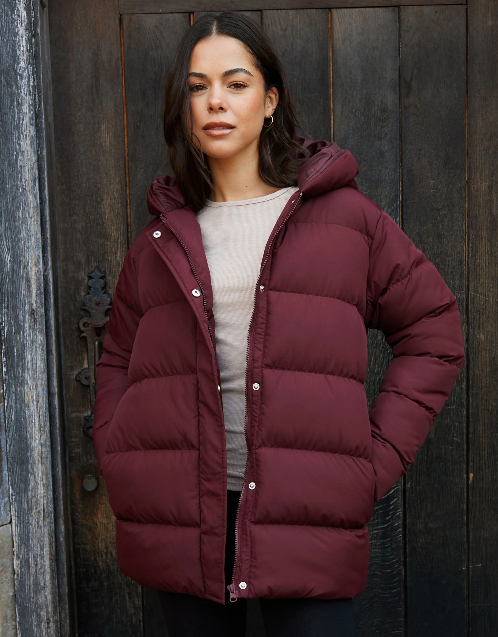 Puffer Jacket in Berry Red - Image 5