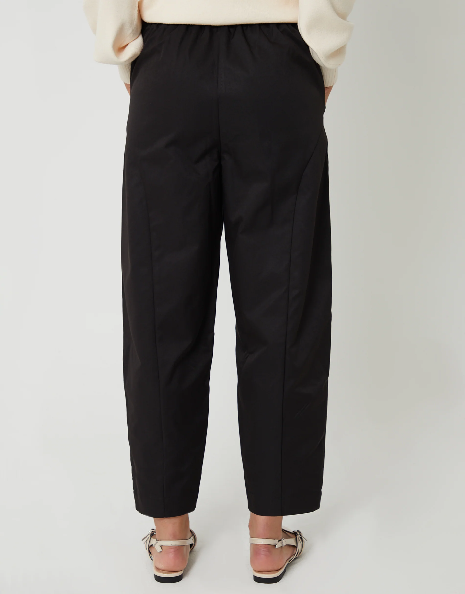 Curved Seam Barrel Leg Trousers in Black - Image 4