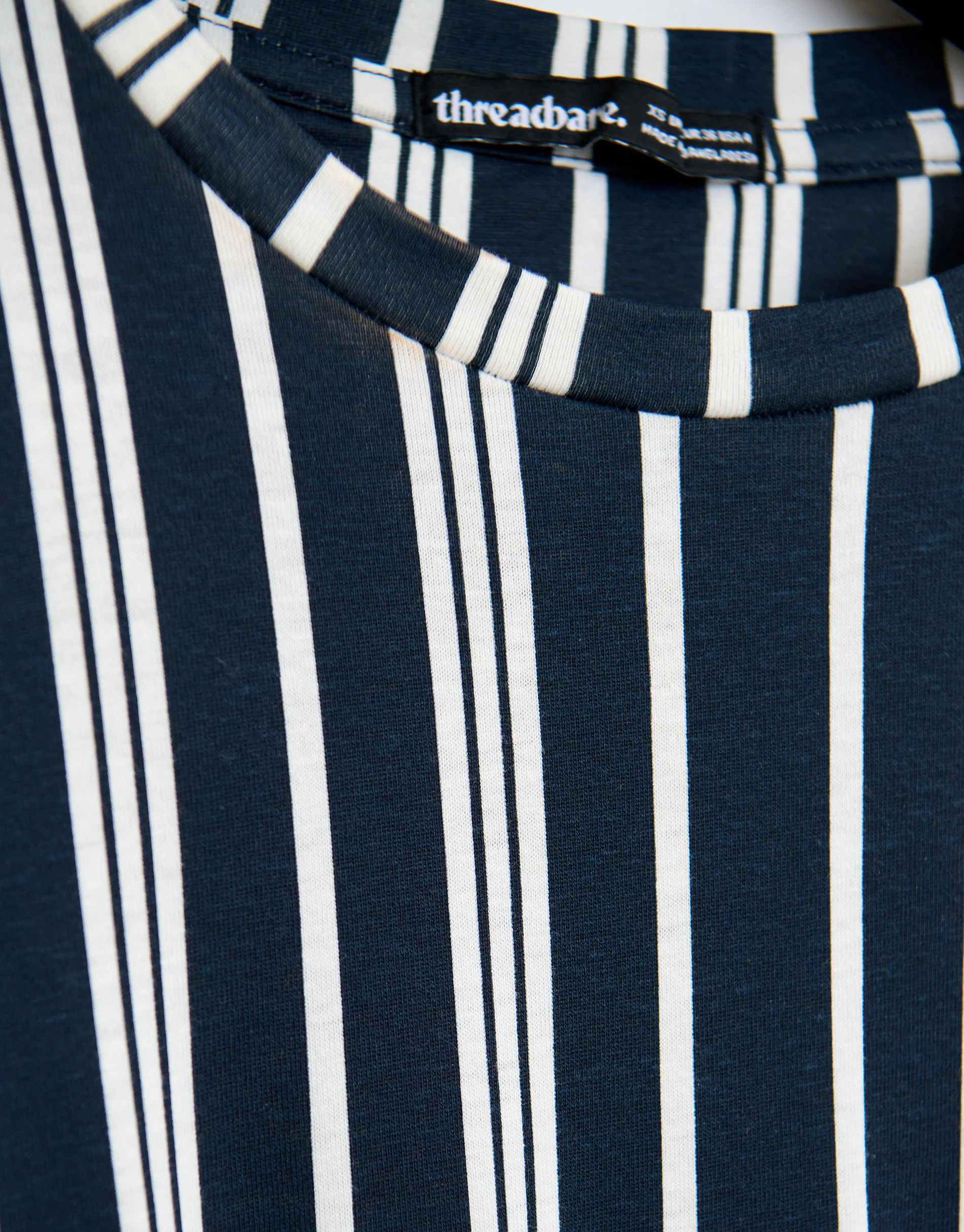 2 Pack Crew Neck Jersey Midi Dresses with Patch Pockets in Black & Navy Stripe - Image 6