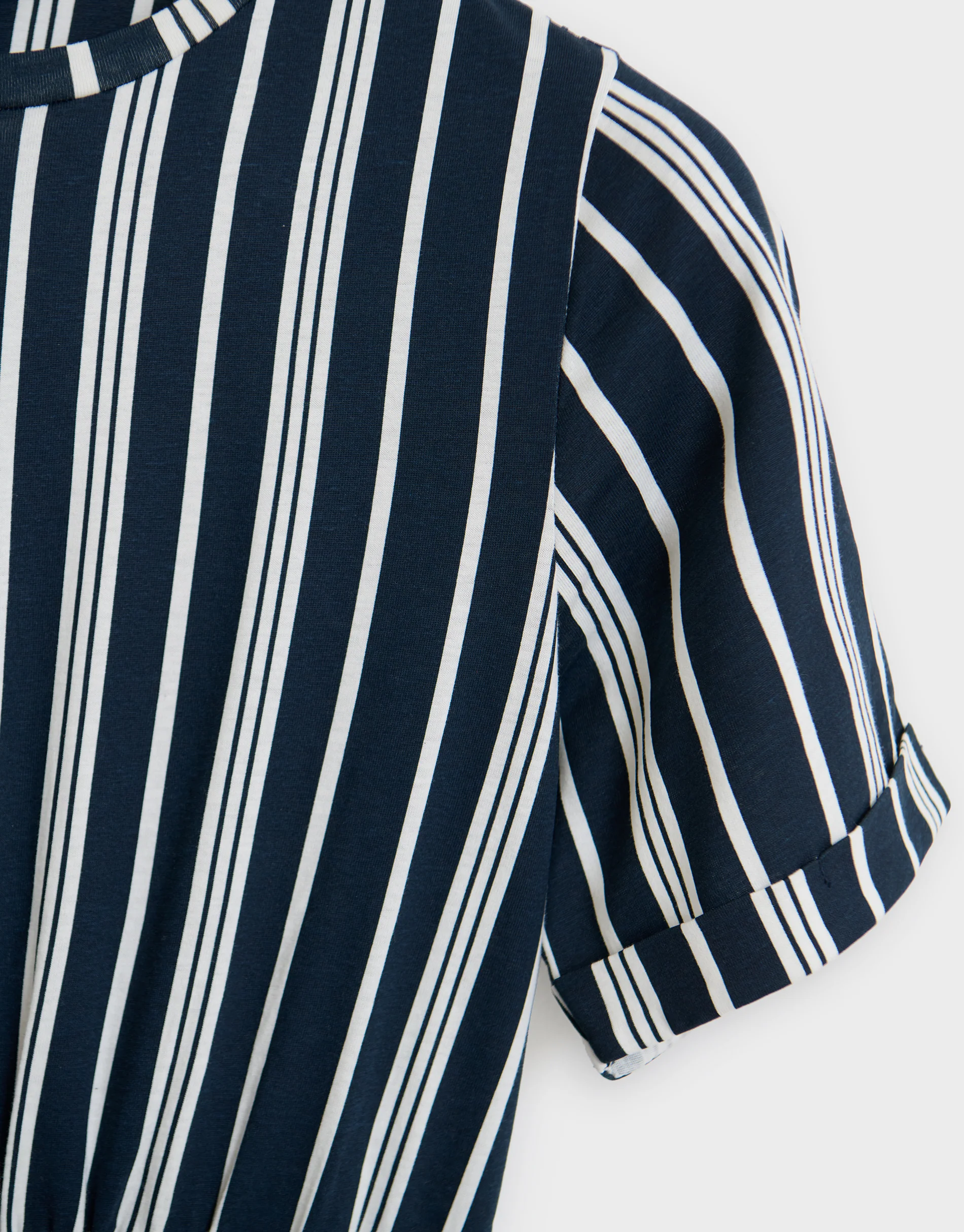2 Pack Crew Neck Jersey Midi Dresses with Patch Pockets in Black & Navy Stripe - Image 7