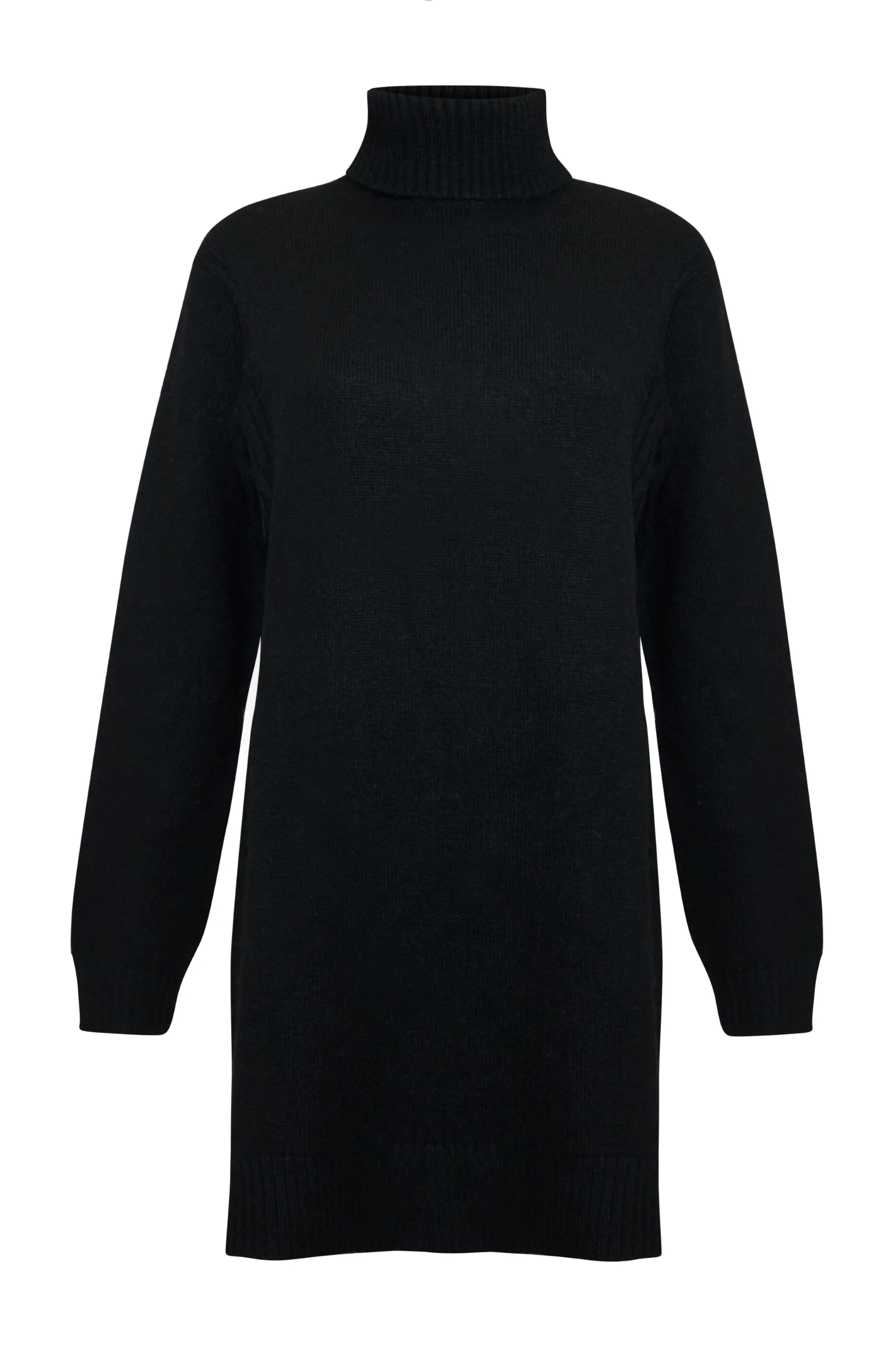 Roll Neck Knitted Mini Dress in Black - Image 6