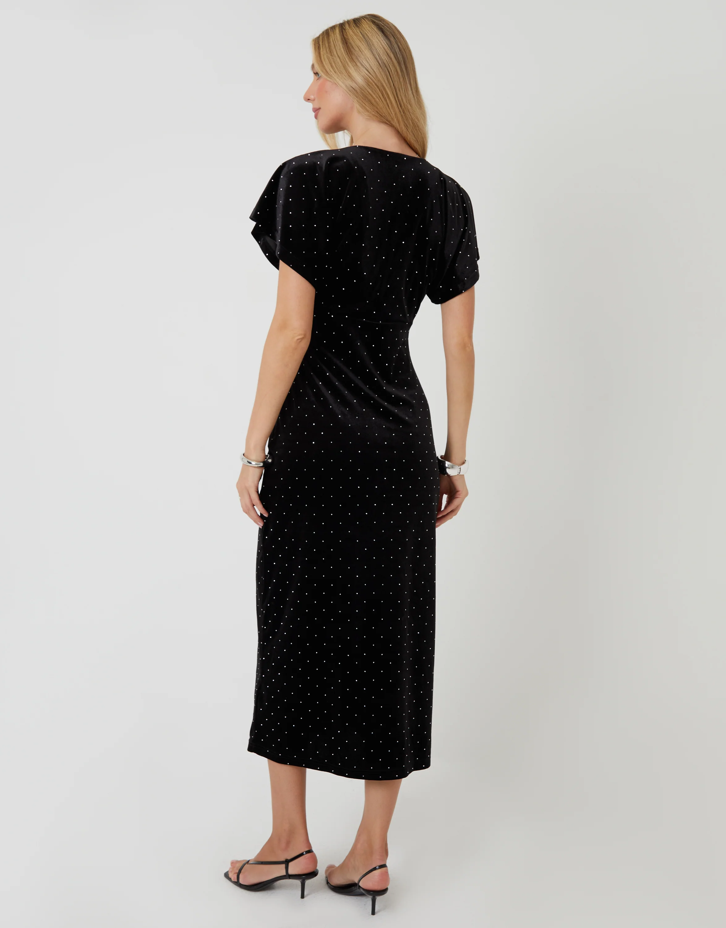 Velvet Hotfix Underbust Midaxi Dress in Black - Image 3