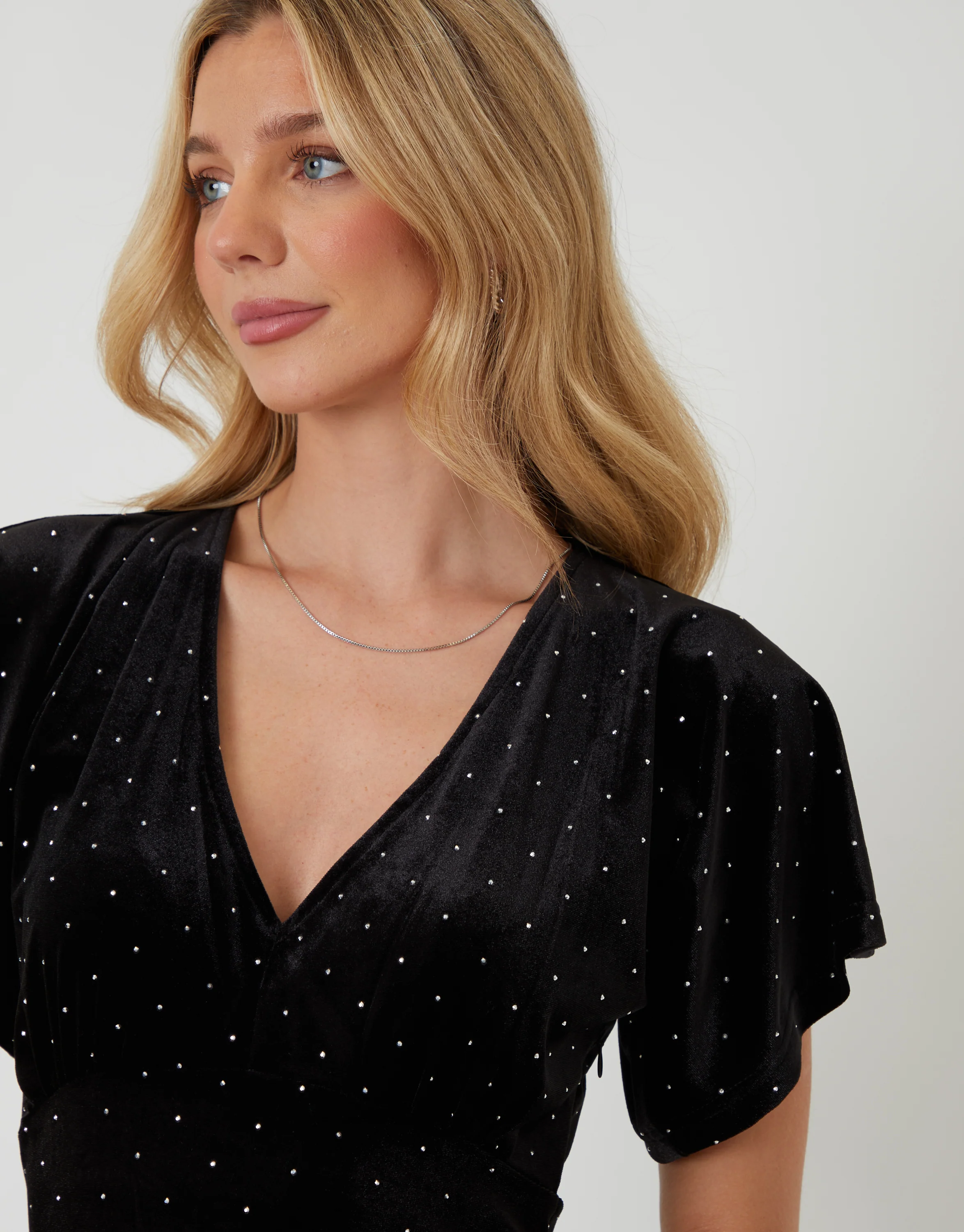 Velvet Hotfix Underbust Midaxi Dress in Black - Image 5