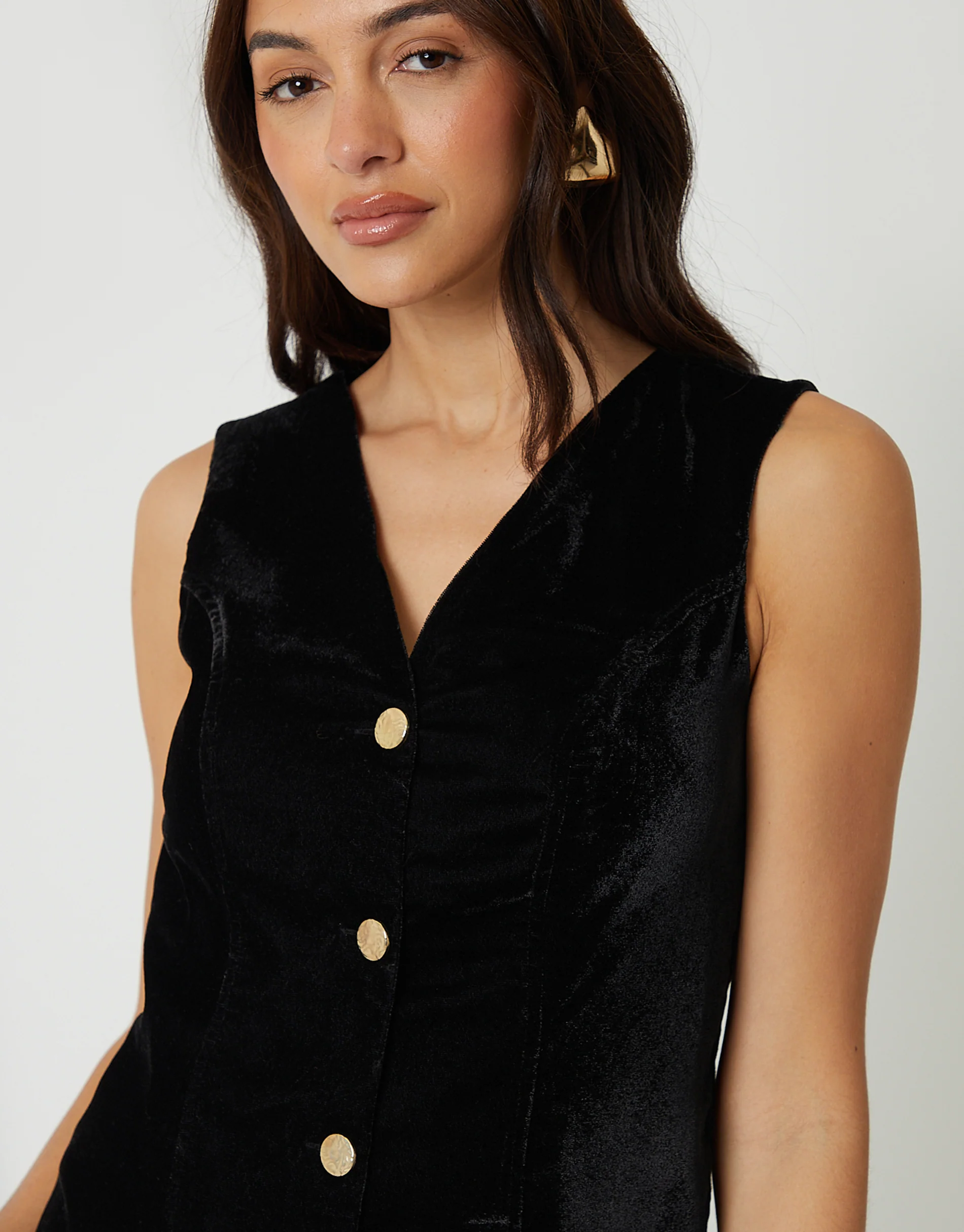 Velvet Waistcoat Mini Dress in Black - Image 3