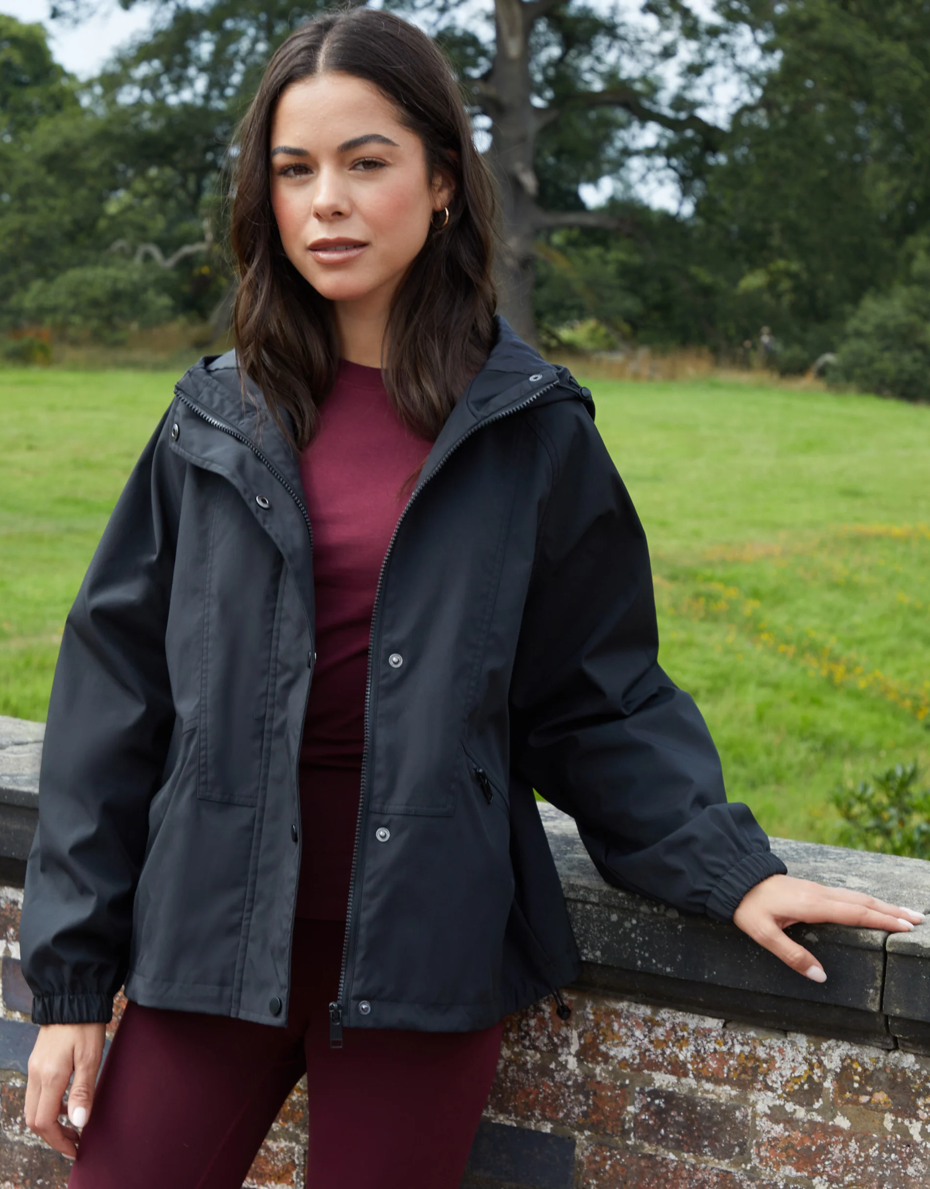 Showerproof Hooded Jacket in Black
