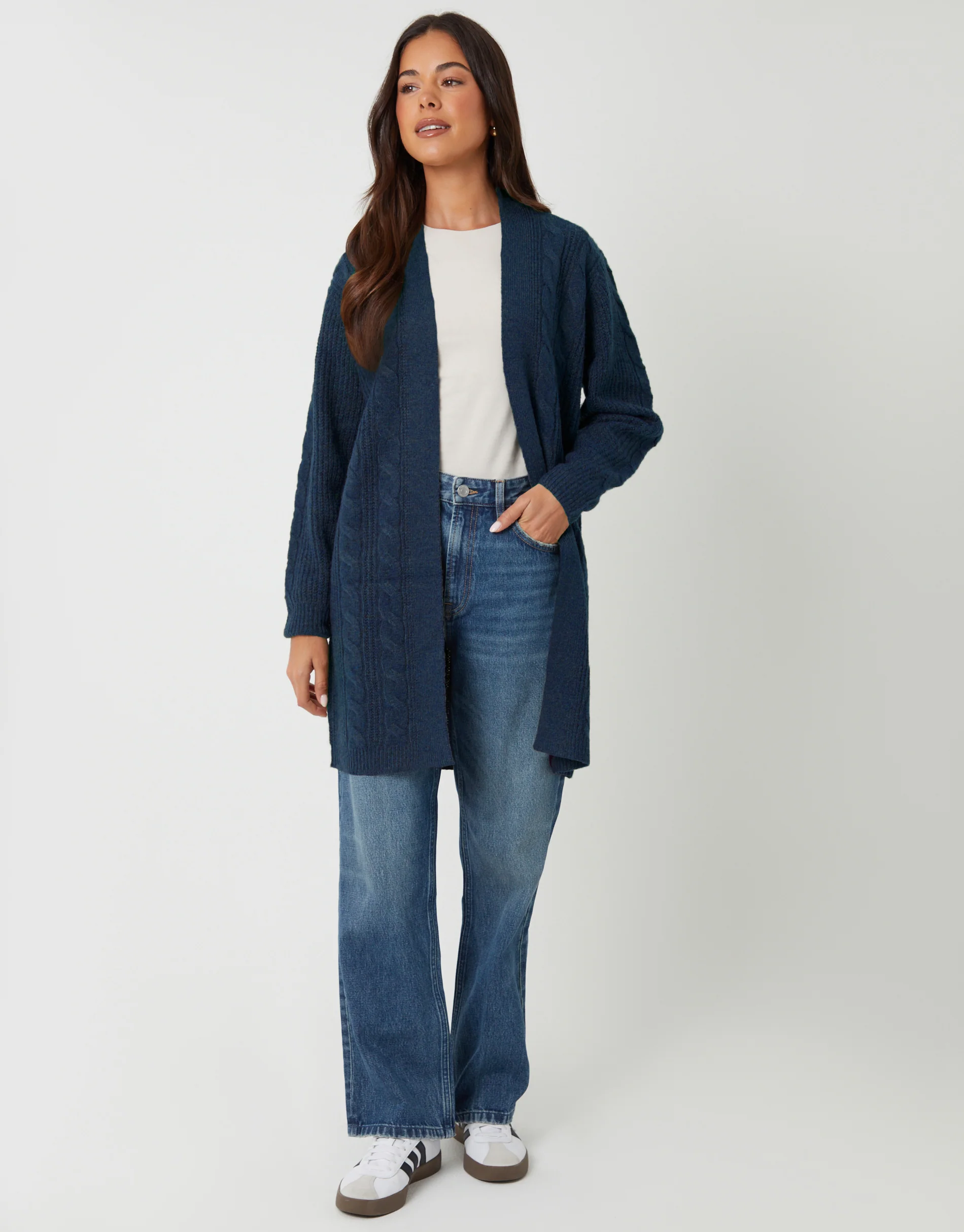 Cable Knit Cardigan in Blue - Image 3