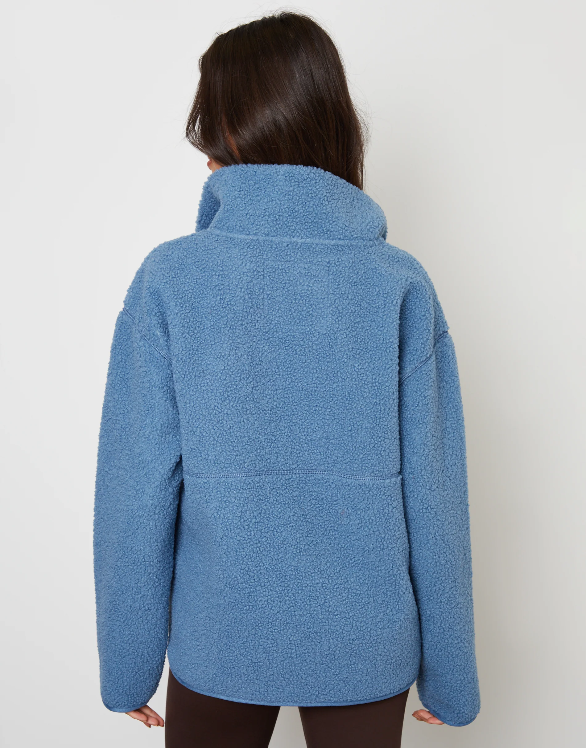 Half Zip Borg Fleece in Blue - Image 4