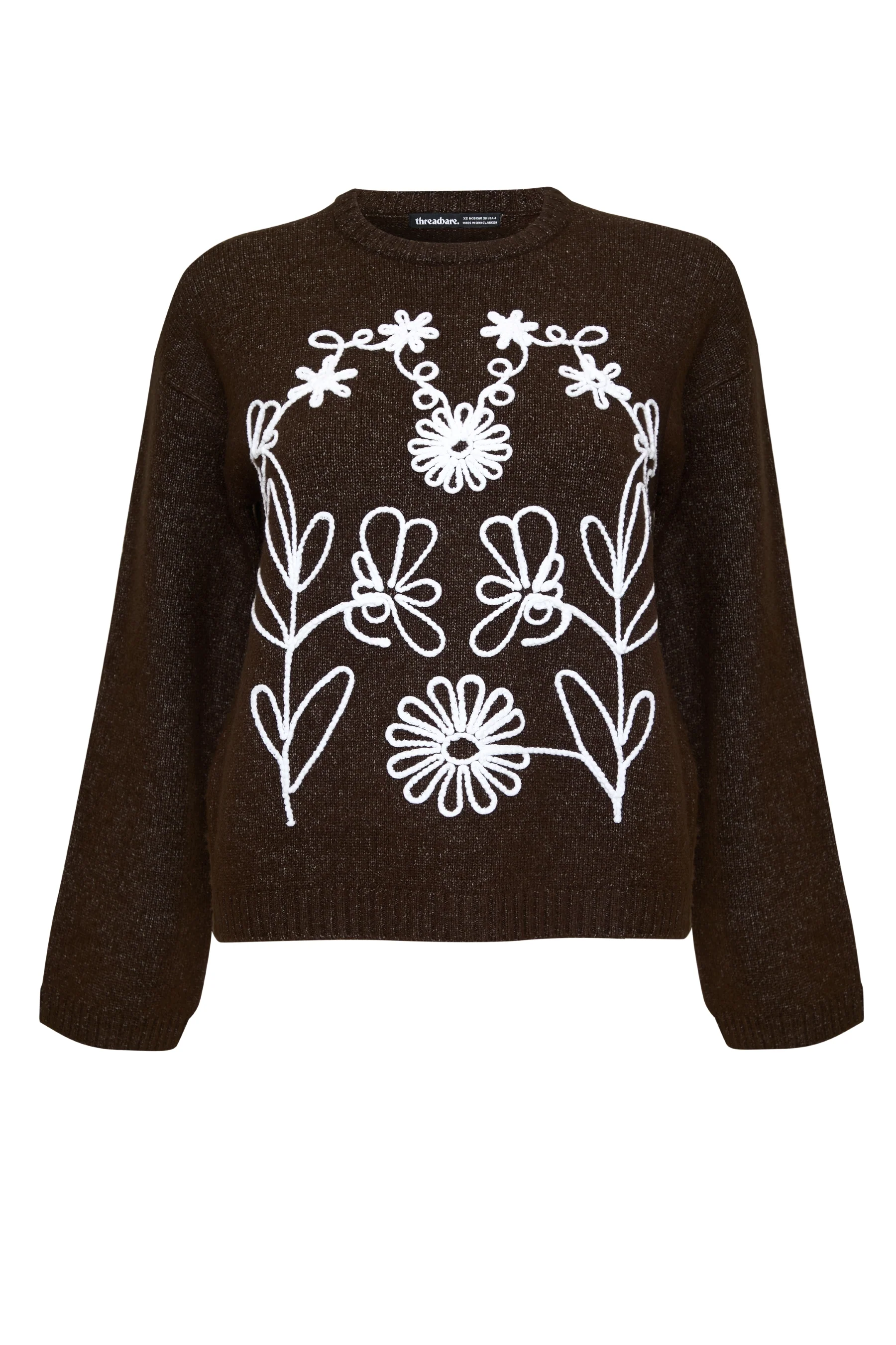 Cornelli Embellished Knitted Jumper in Chocolate Brown - Image 6