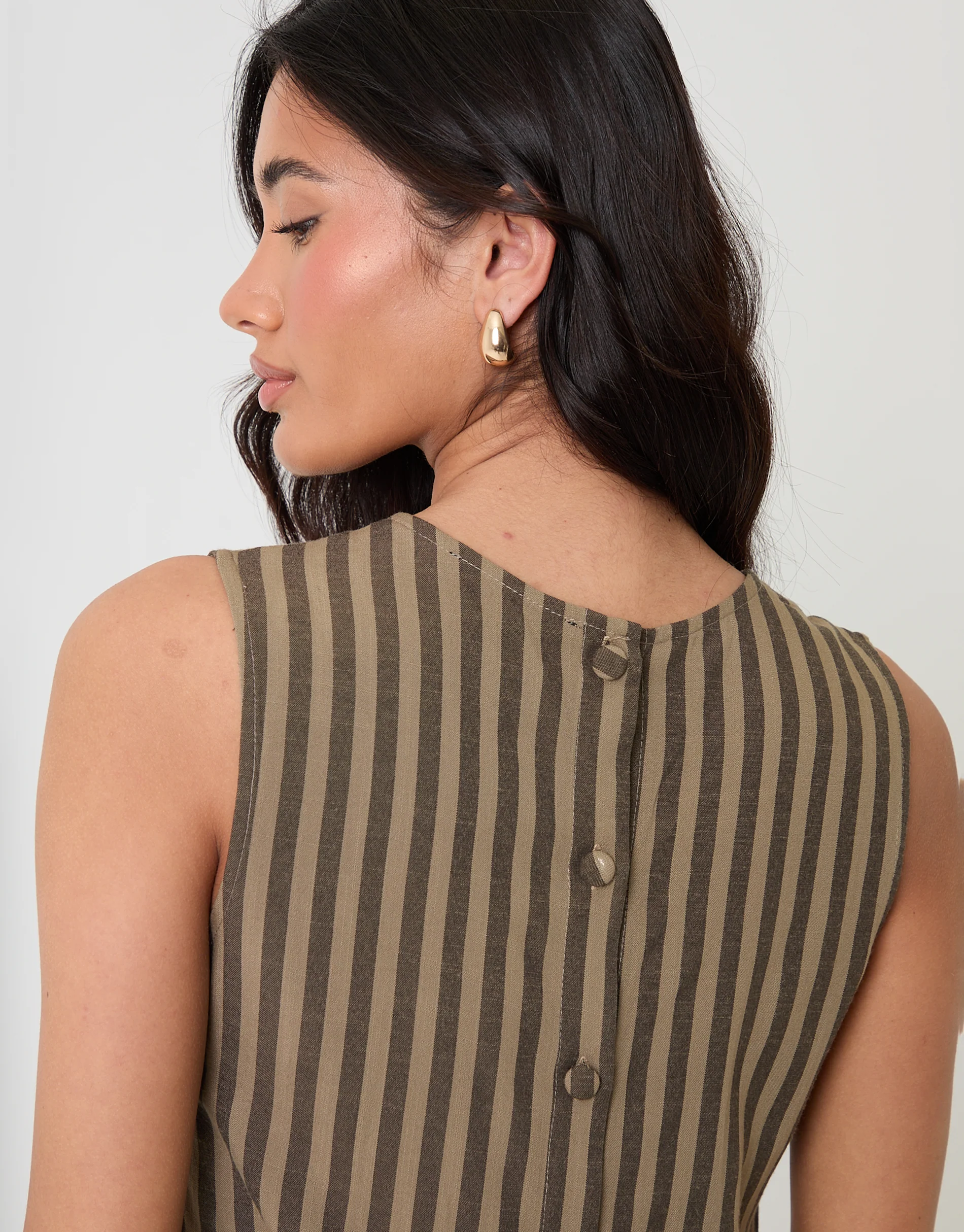 Shell Top in Chocolate Brown Stripe - Image 4