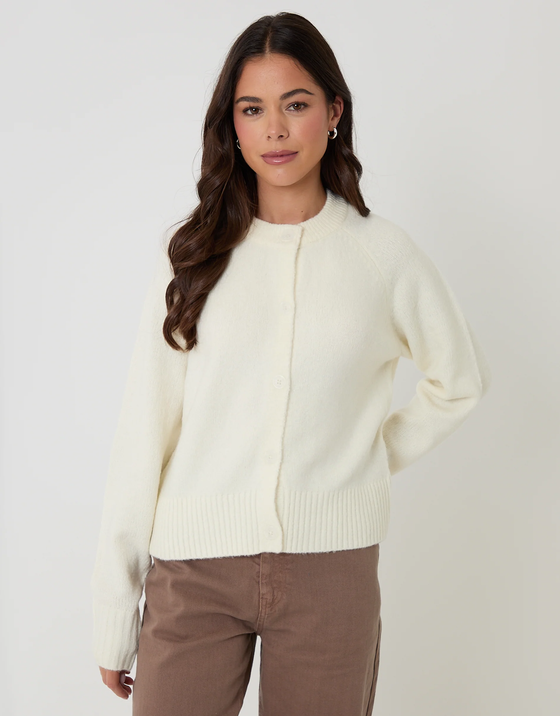 Button Up Knitted Cardigan in Cream - Image 5