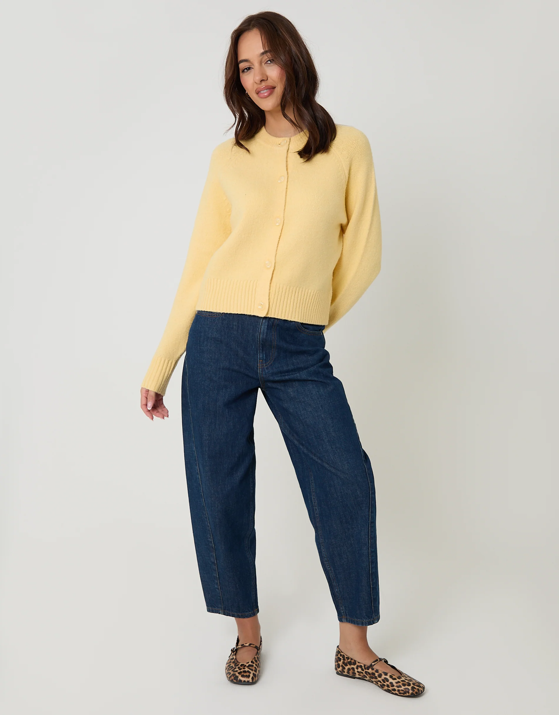 2 Pack Button Up Knitted Cardigans in Cream & Yellow - Image 4