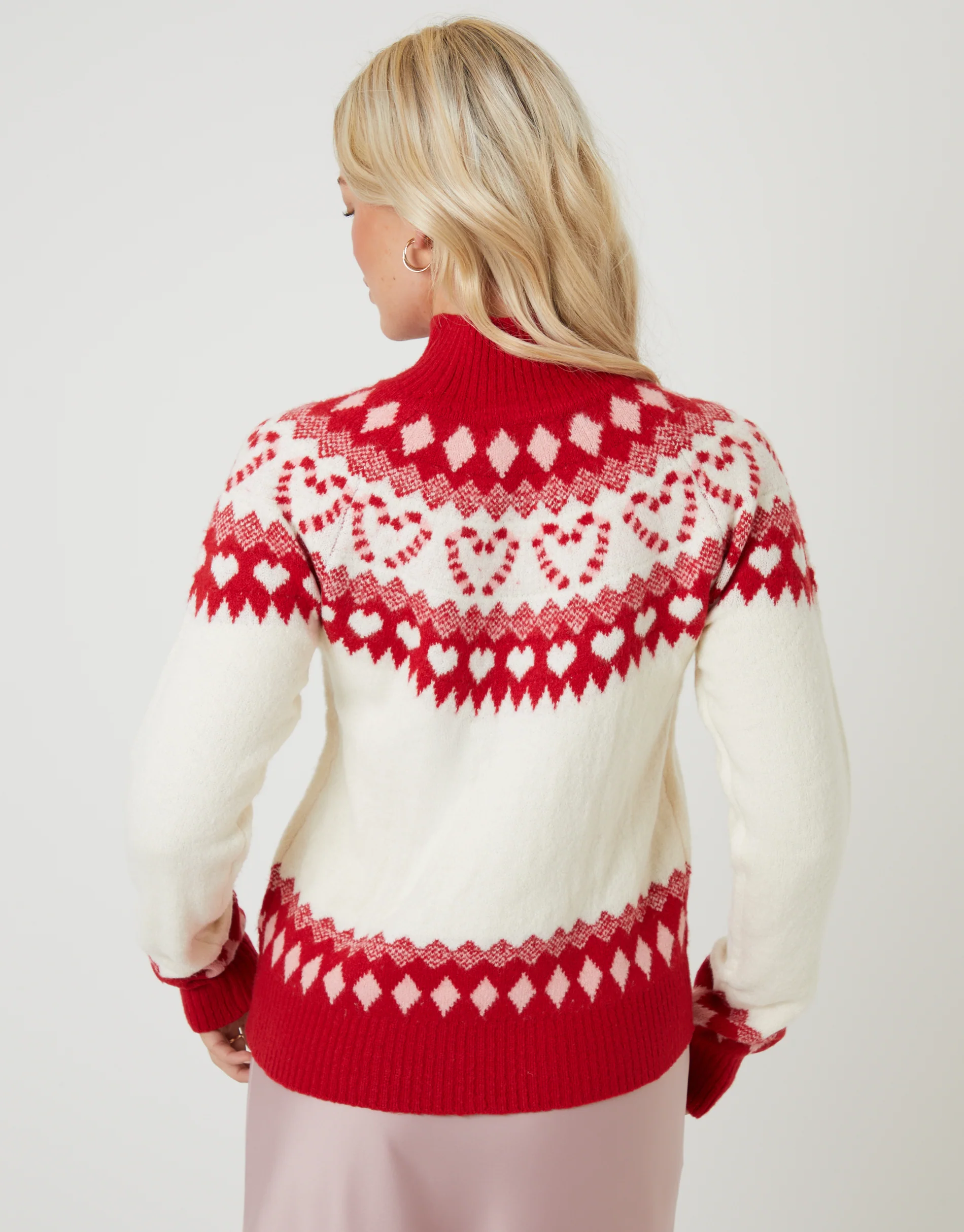 Love Heart Fairisle Knitted Jumper in Ecru - Image 4