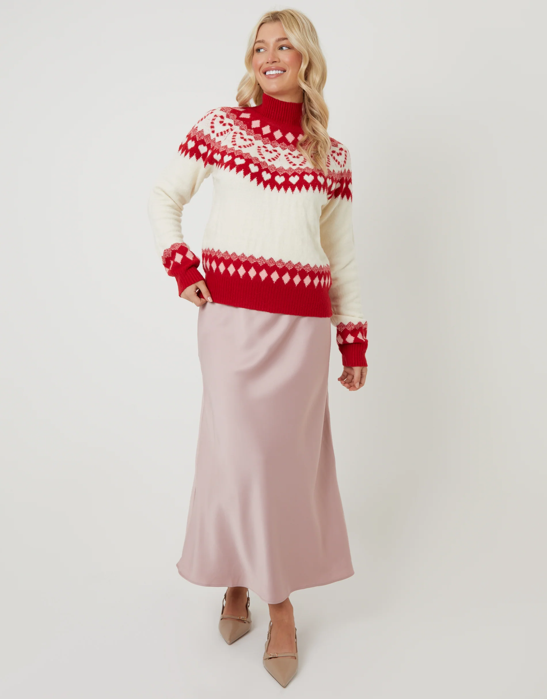 Love Heart Fairisle Knitted Jumper in Ecru - Image 5