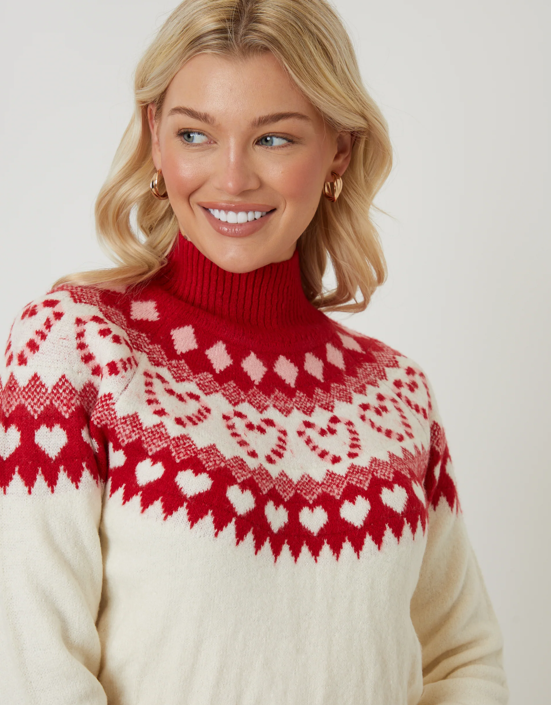Love Heart Fairisle Knitted Jumper in Ecru - Image 6