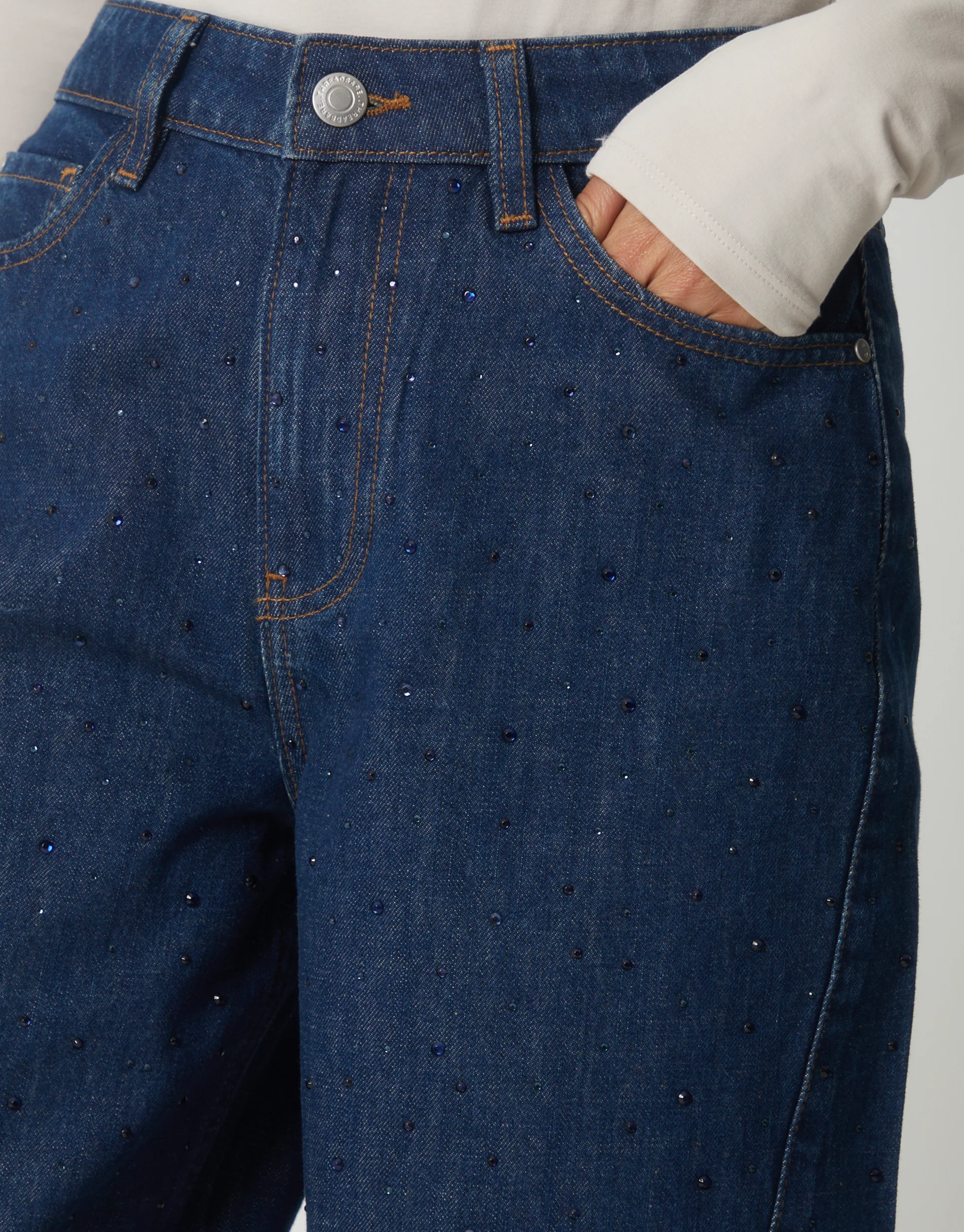 Embellished Barrel Leg Jeans in Indigo Wash - Image 5