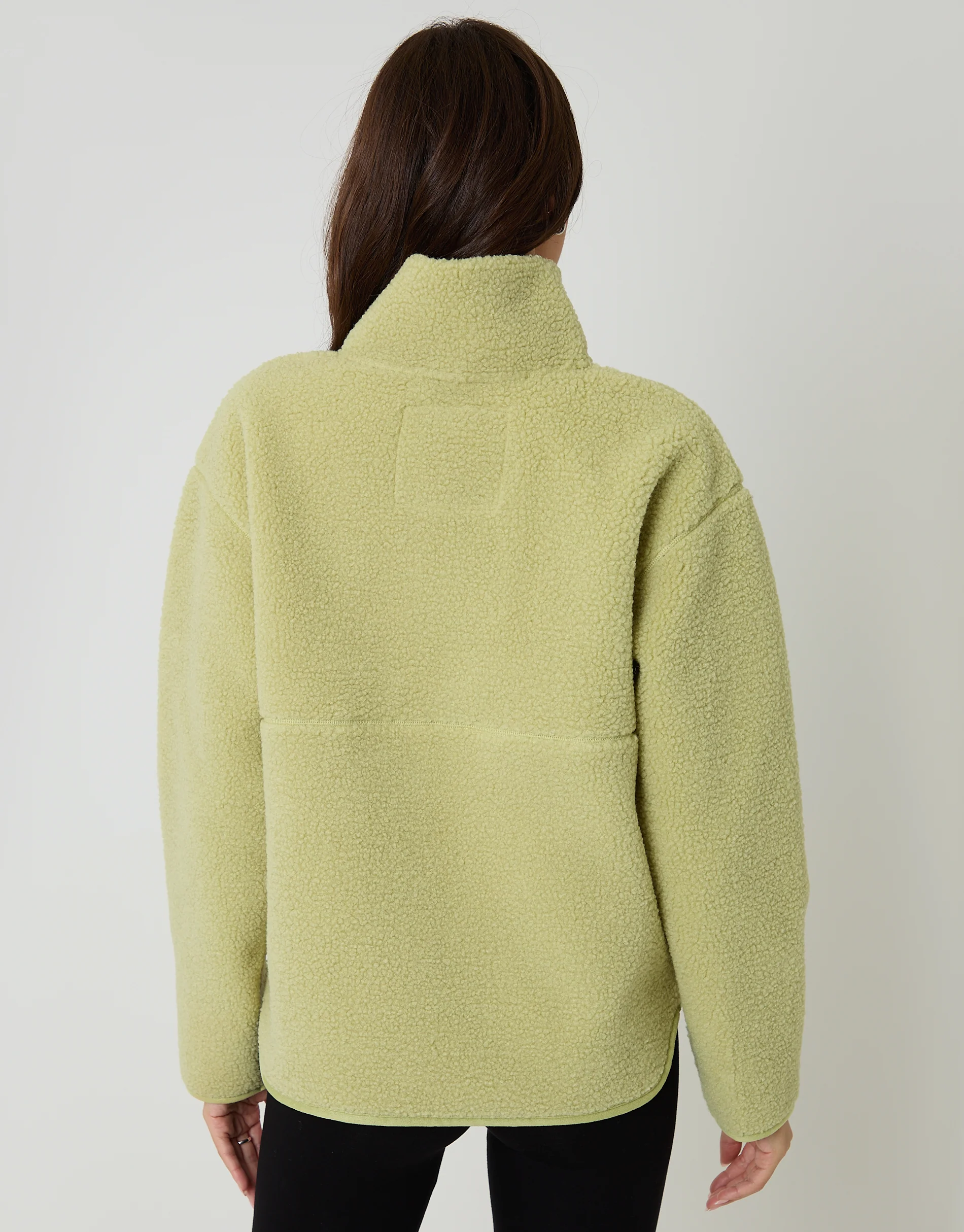 Half Zip Borg Fleece in Lime Green - Image 2