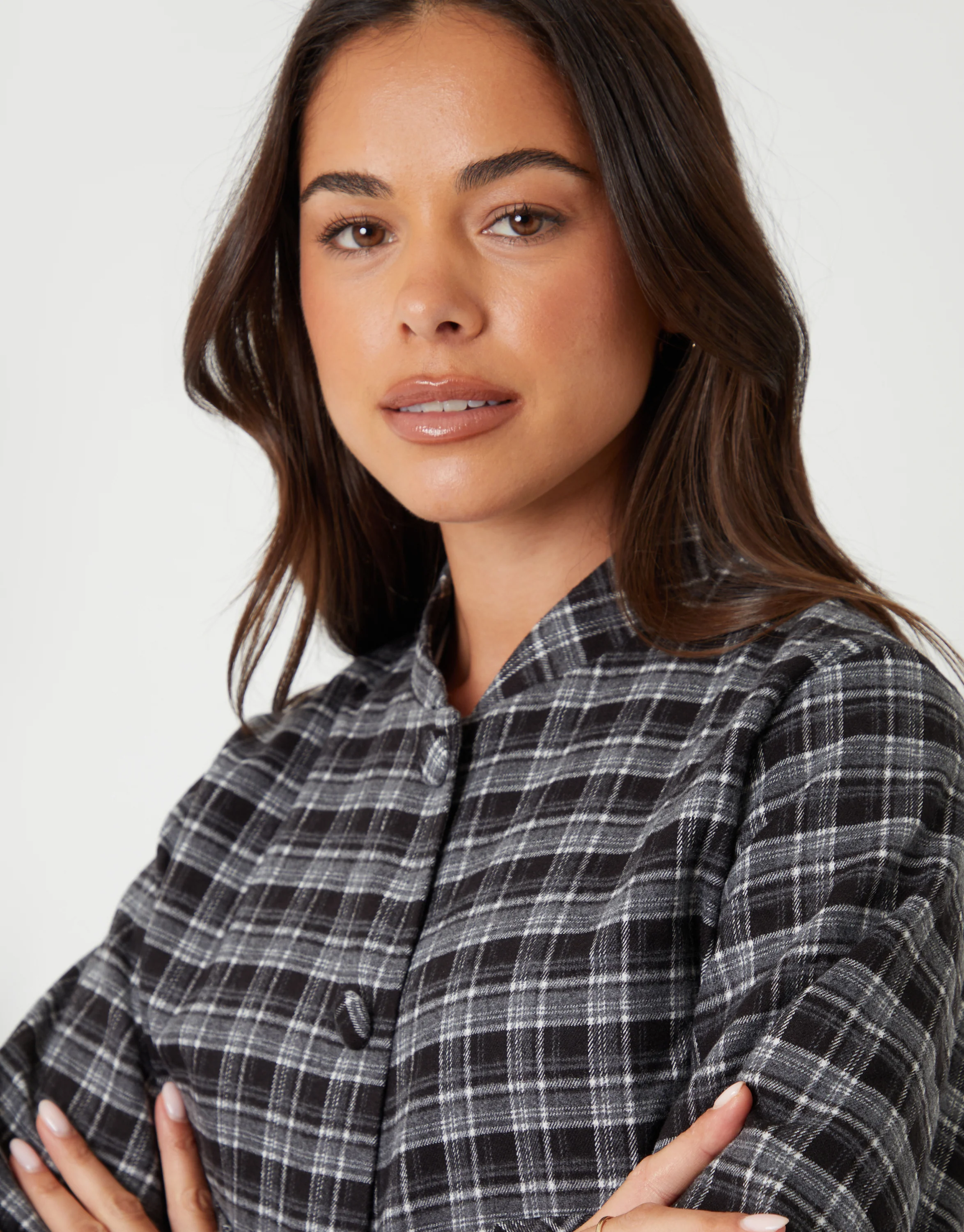 Patch Pocket Bomber Jacket in Mono Check - Image 4