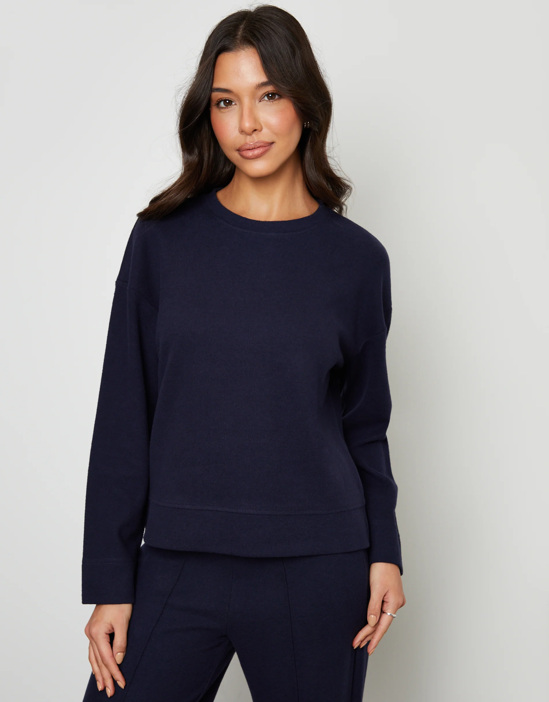 Cosy Rib Relaxed Fit Sweatshirt in Navy