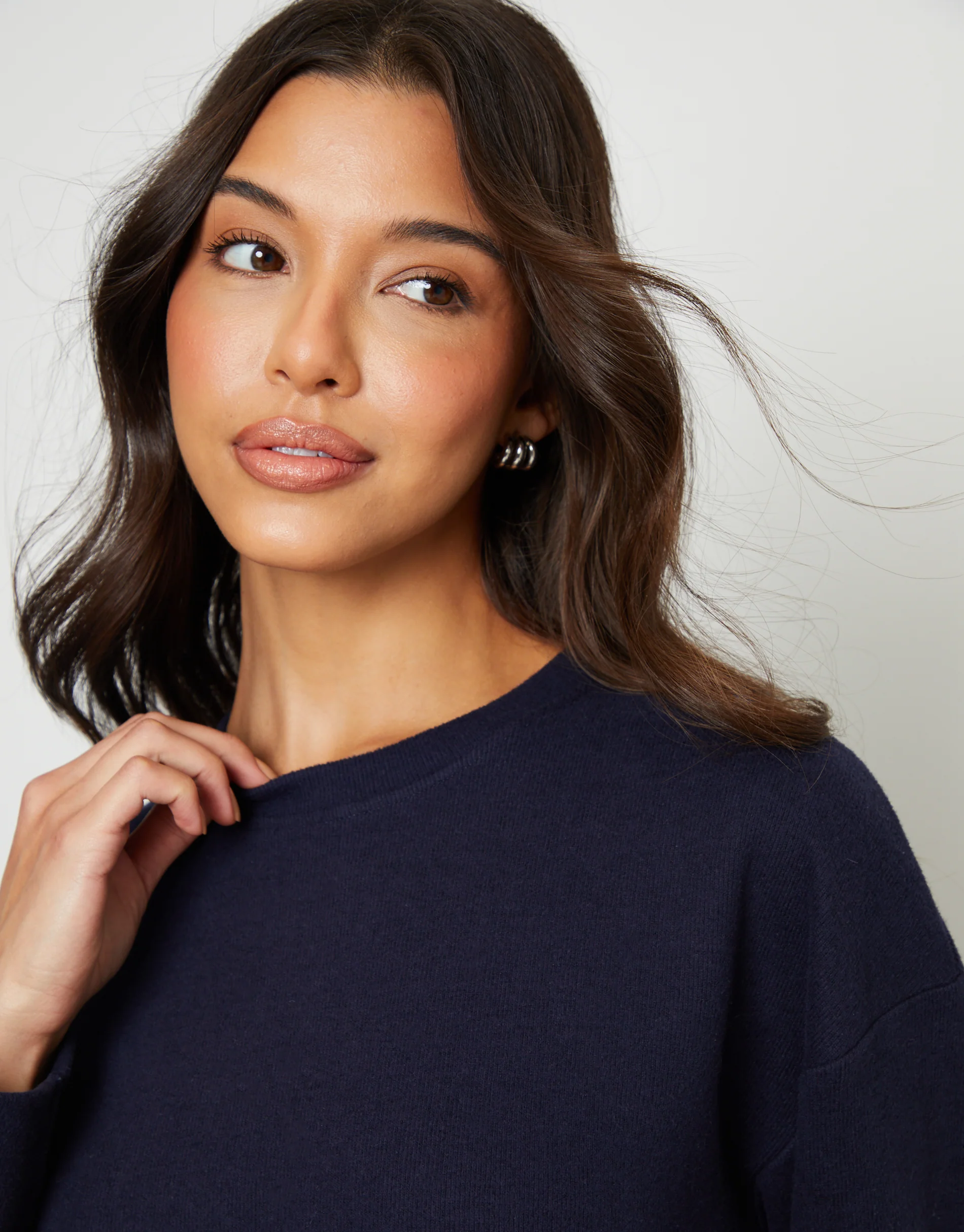 Cosy Rib Relaxed Fit Sweatshirt in Navy - Image 2