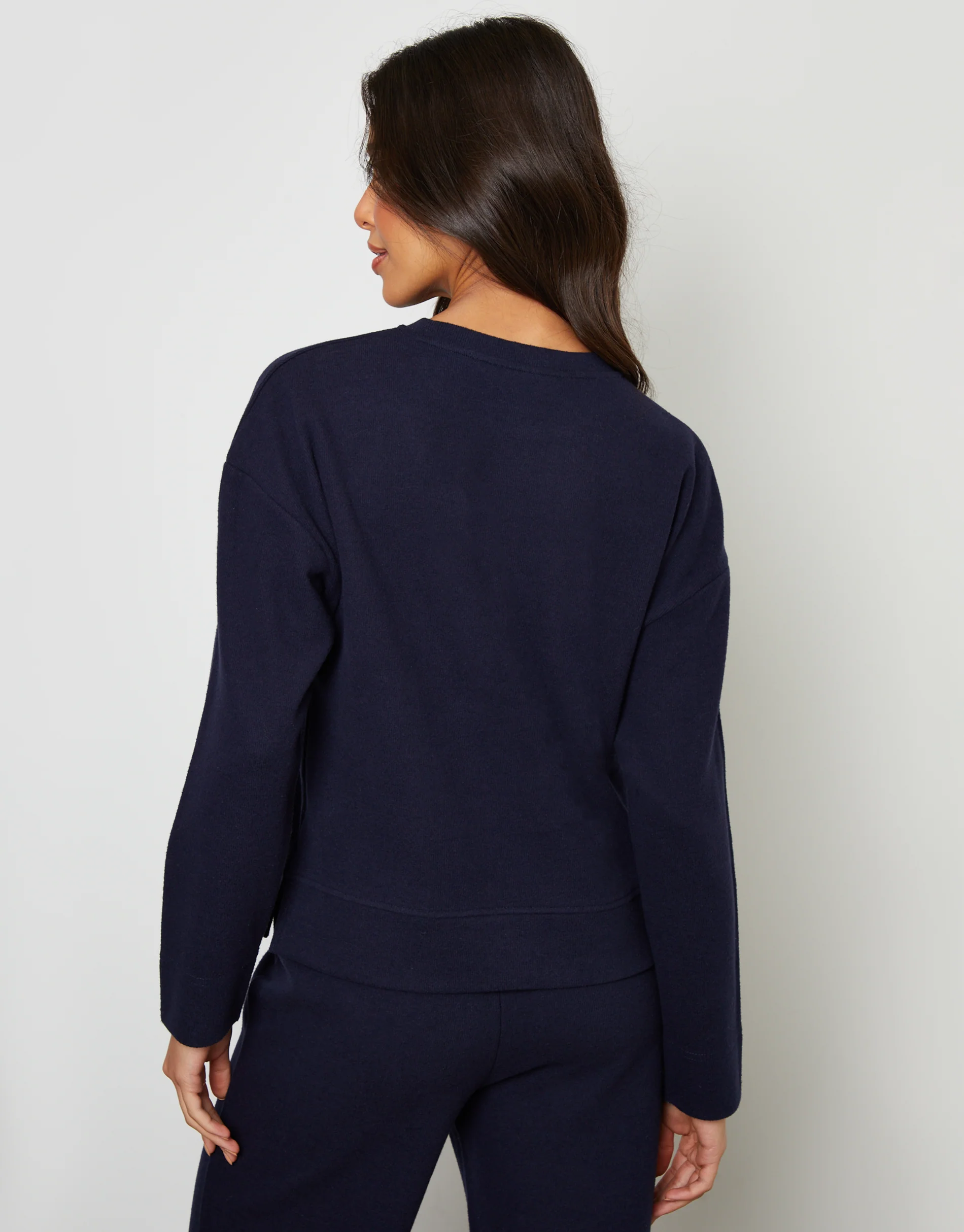 Cosy Rib Relaxed Fit Sweatshirt in Navy - Image 5