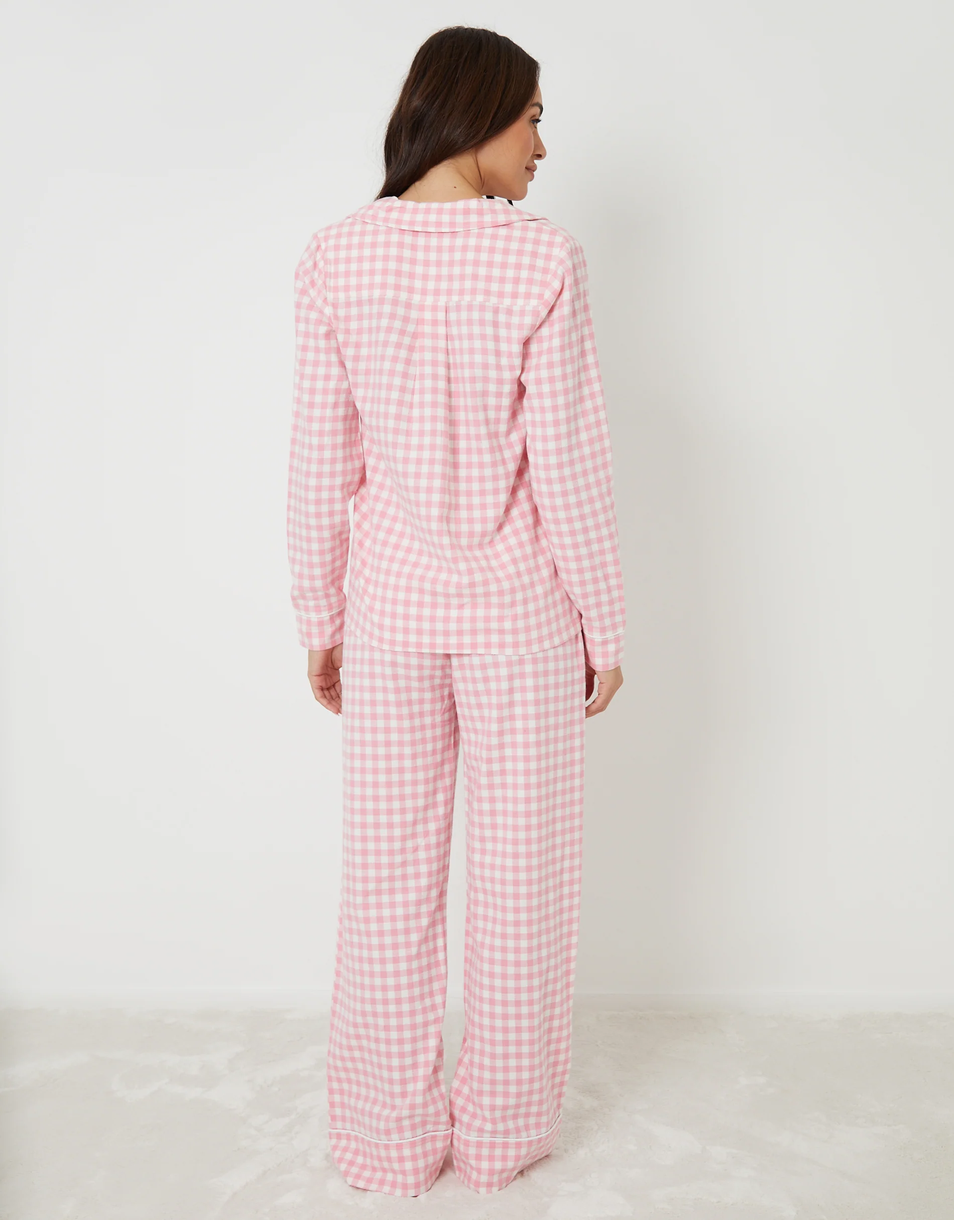 Button Up Pyjama Set in Pink Check - Image 4