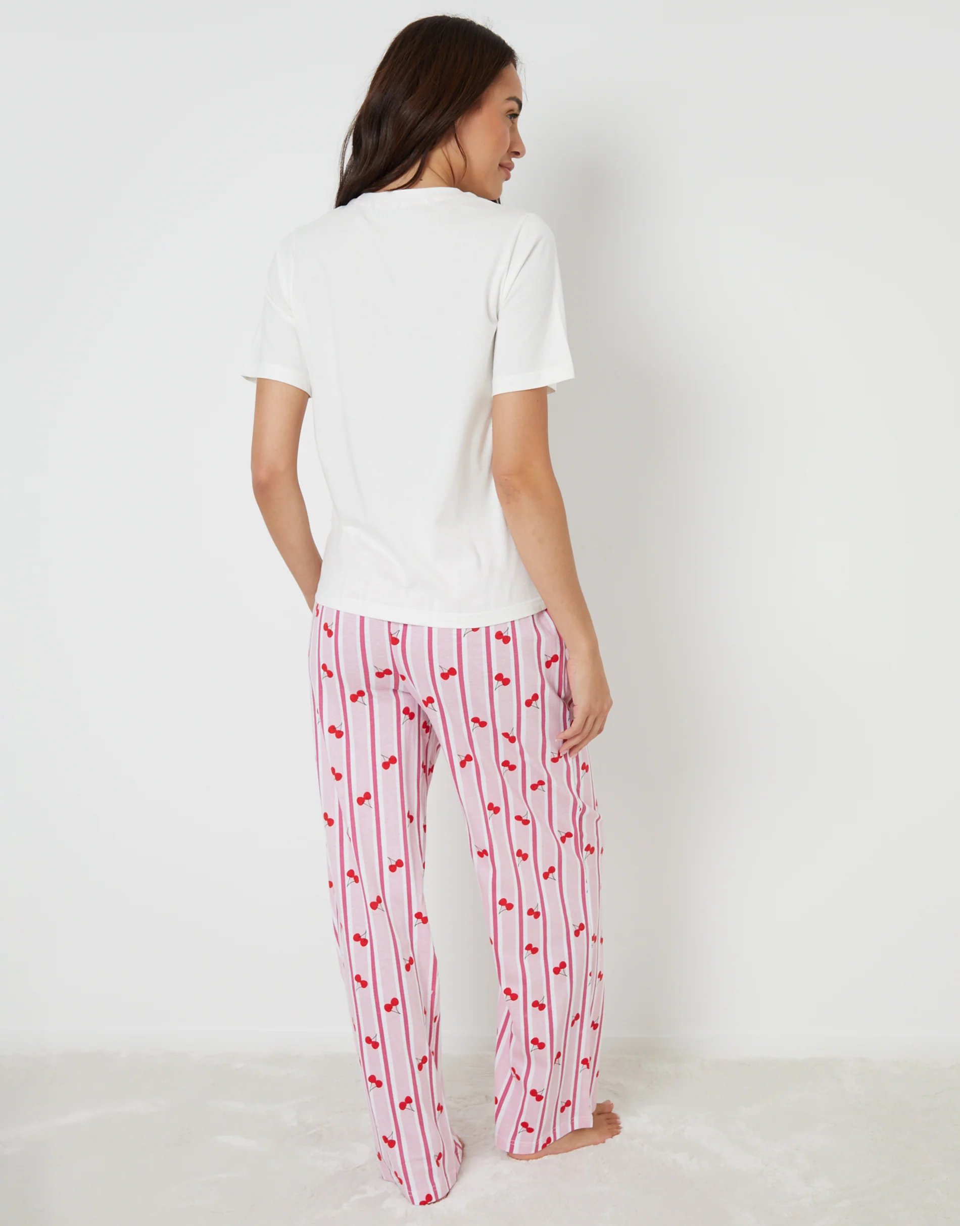 Gateau Print Striped Pyjama Set in Pink - Image 3