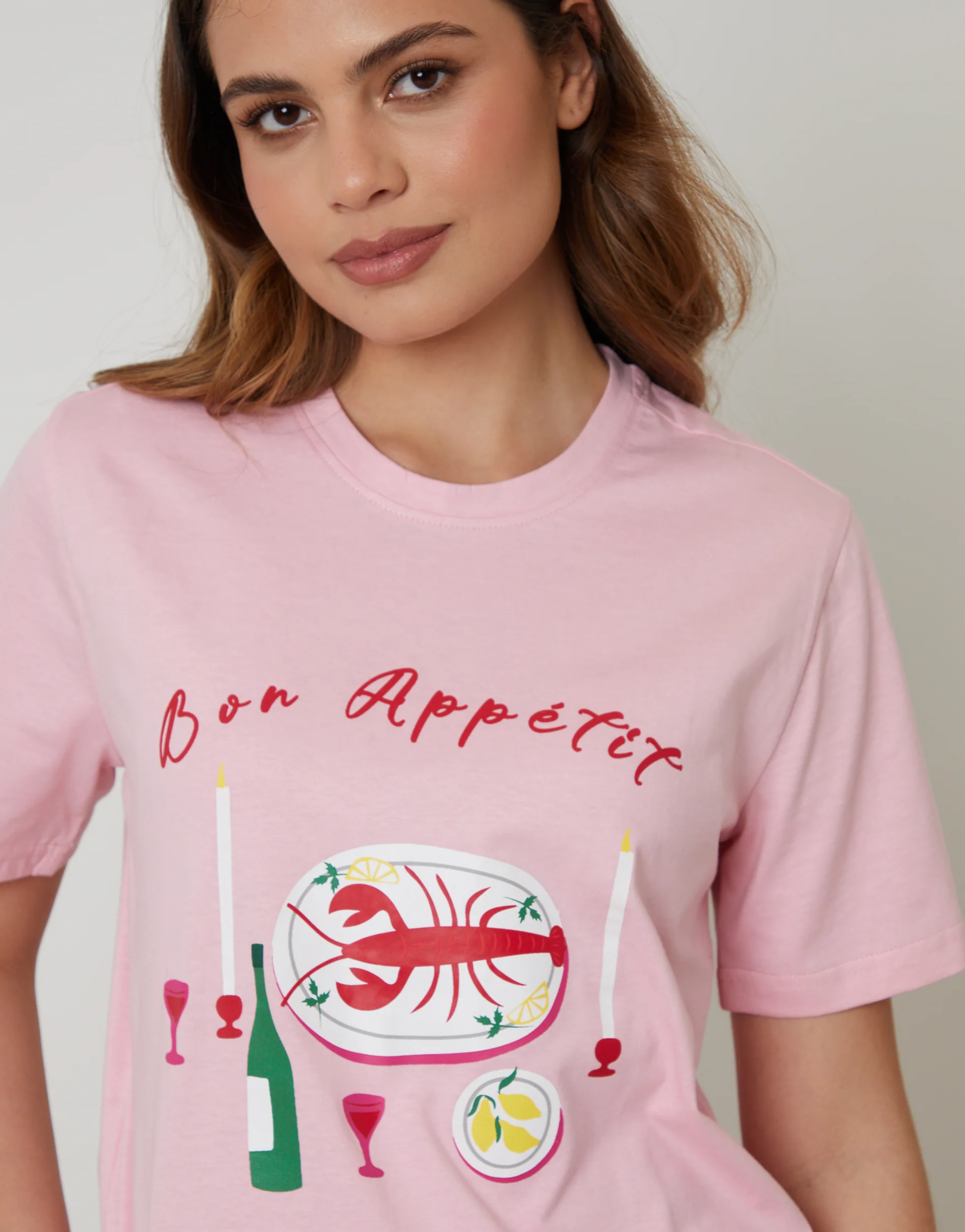 Lobster Graphic Print Short Sleeve Pyjamas in Pink - Image 2