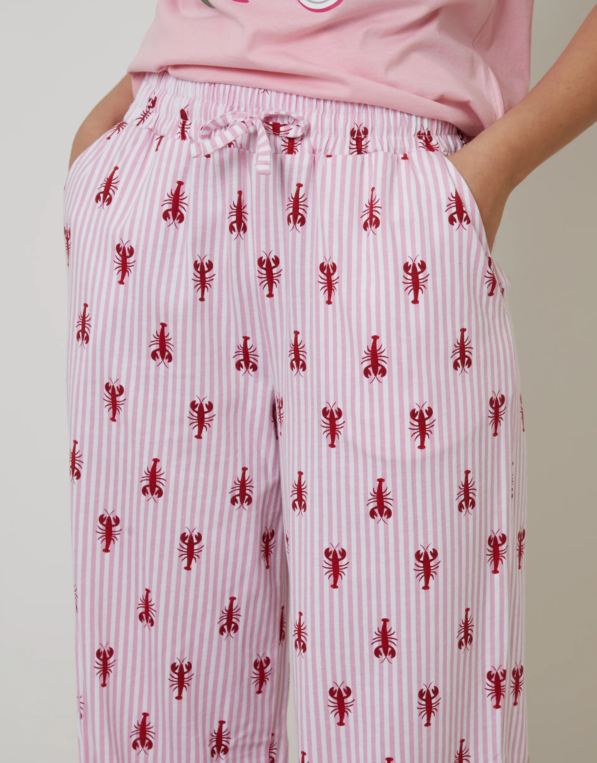 Lobster Graphic Print Short Sleeve Pyjamas in Pink - Image 3