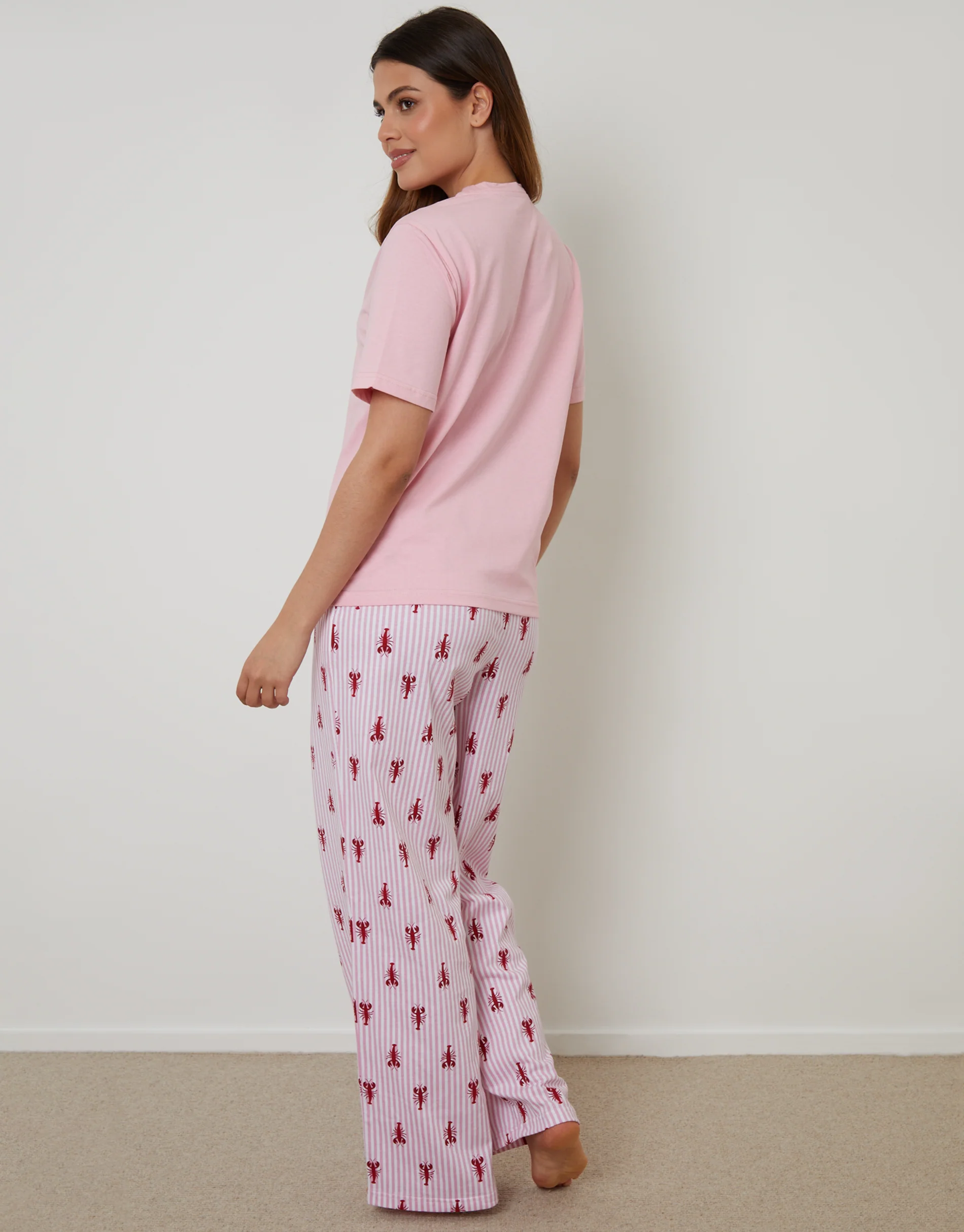 Lobster Graphic Print Short Sleeve Pyjamas in Pink - Image 5