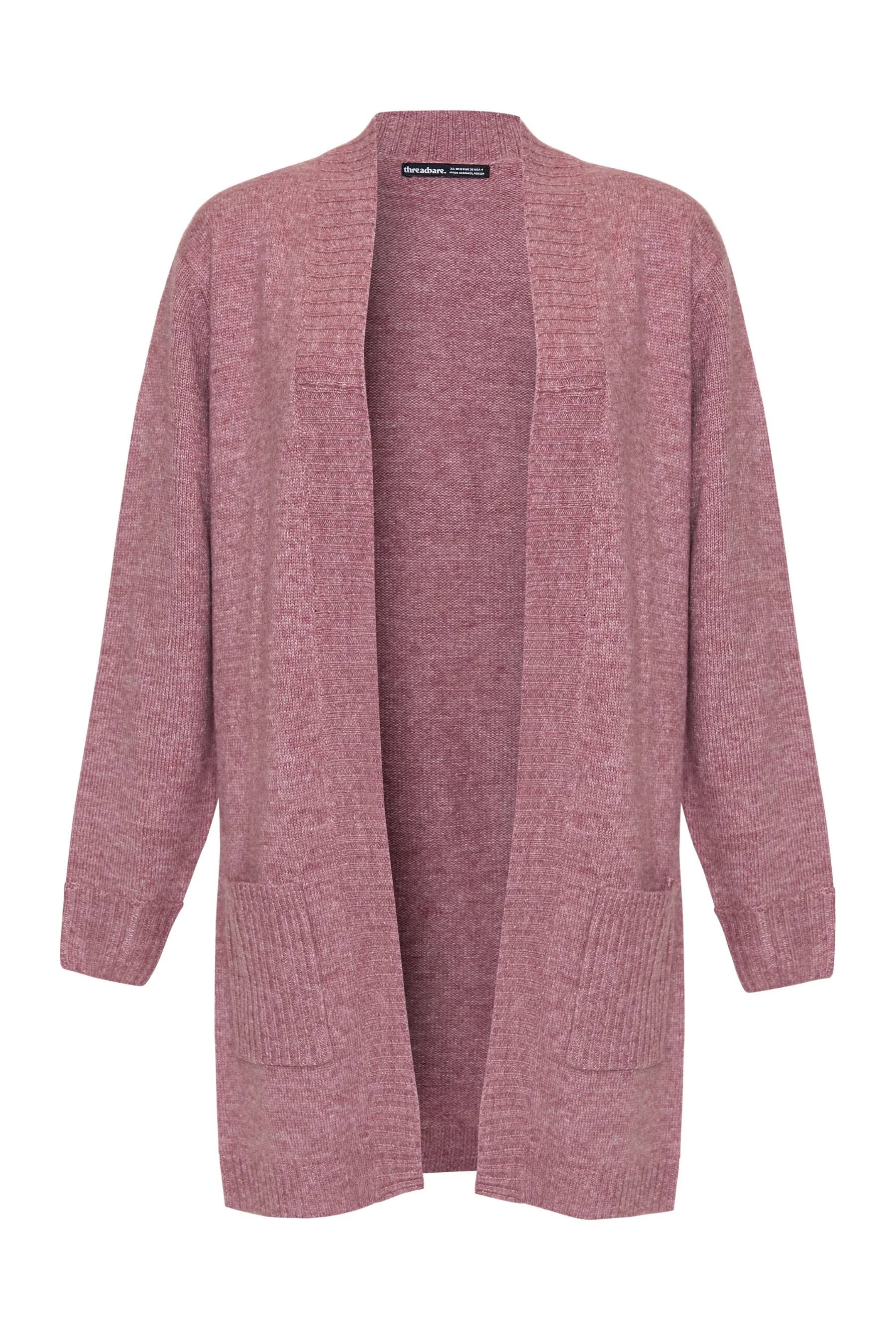 Longline Knitted Open Cardigan in Pink - Image 5