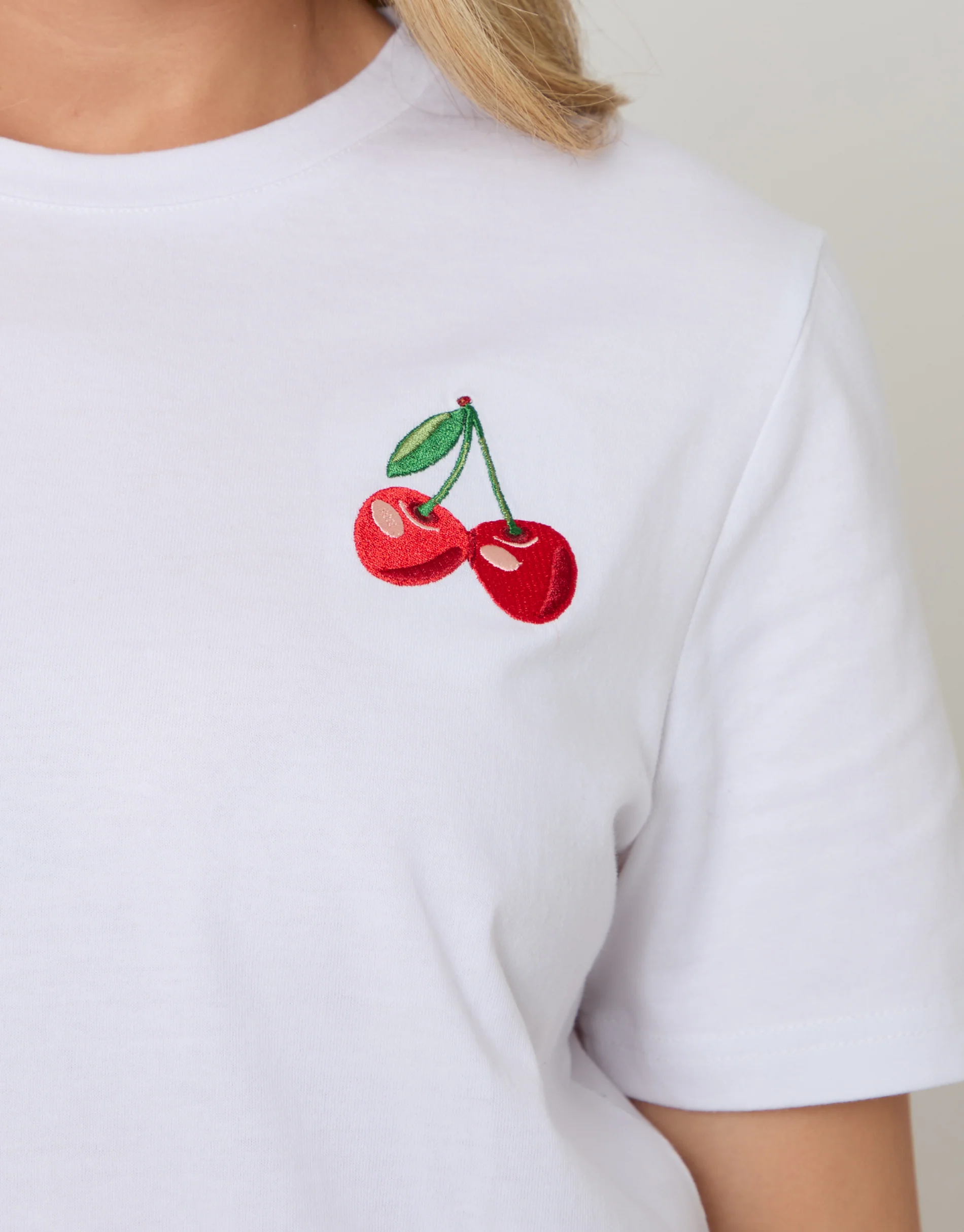Embroidered Cherry Seersucker Short Pyjama Set in Red Gingham - Image 4