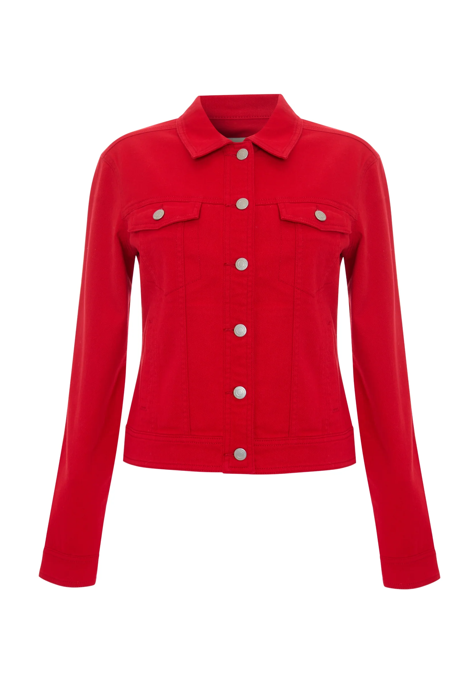 Stretch Denim Jacket in Red - Image 5