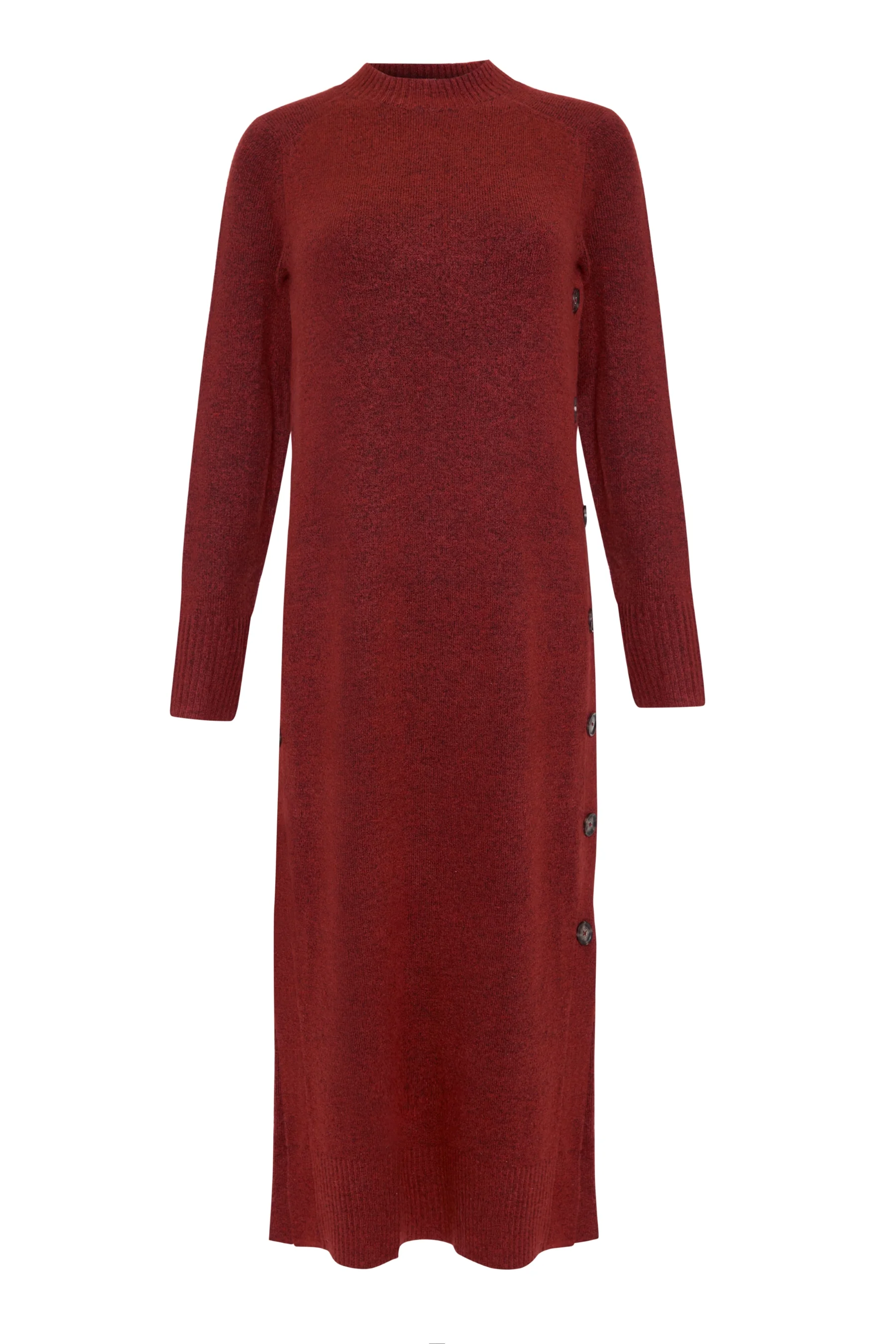 Knitted Side Button Detail Maxi Dress in Rust Orange - Image 6