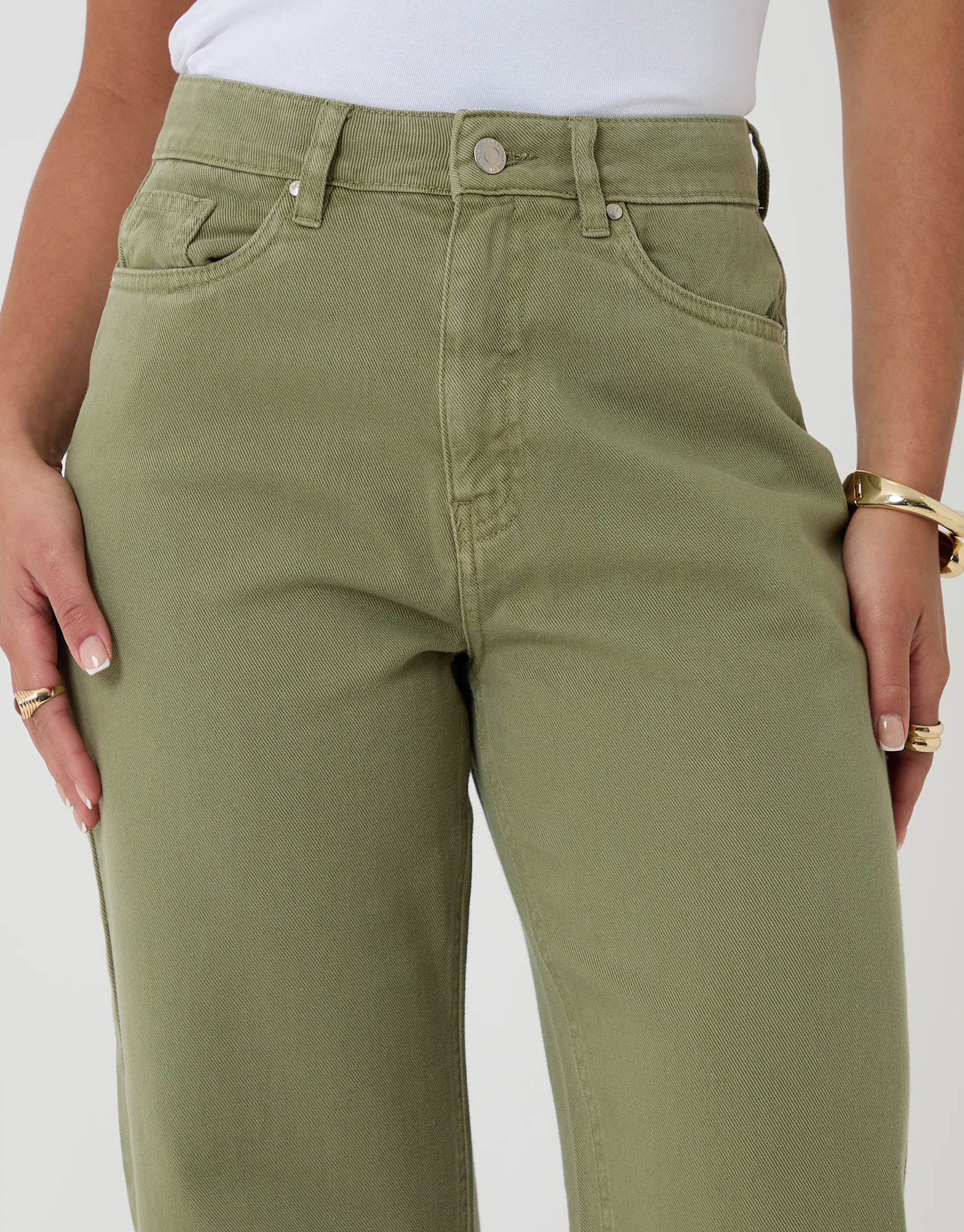 Straight Leg Jeans in Sage Green - Image 4