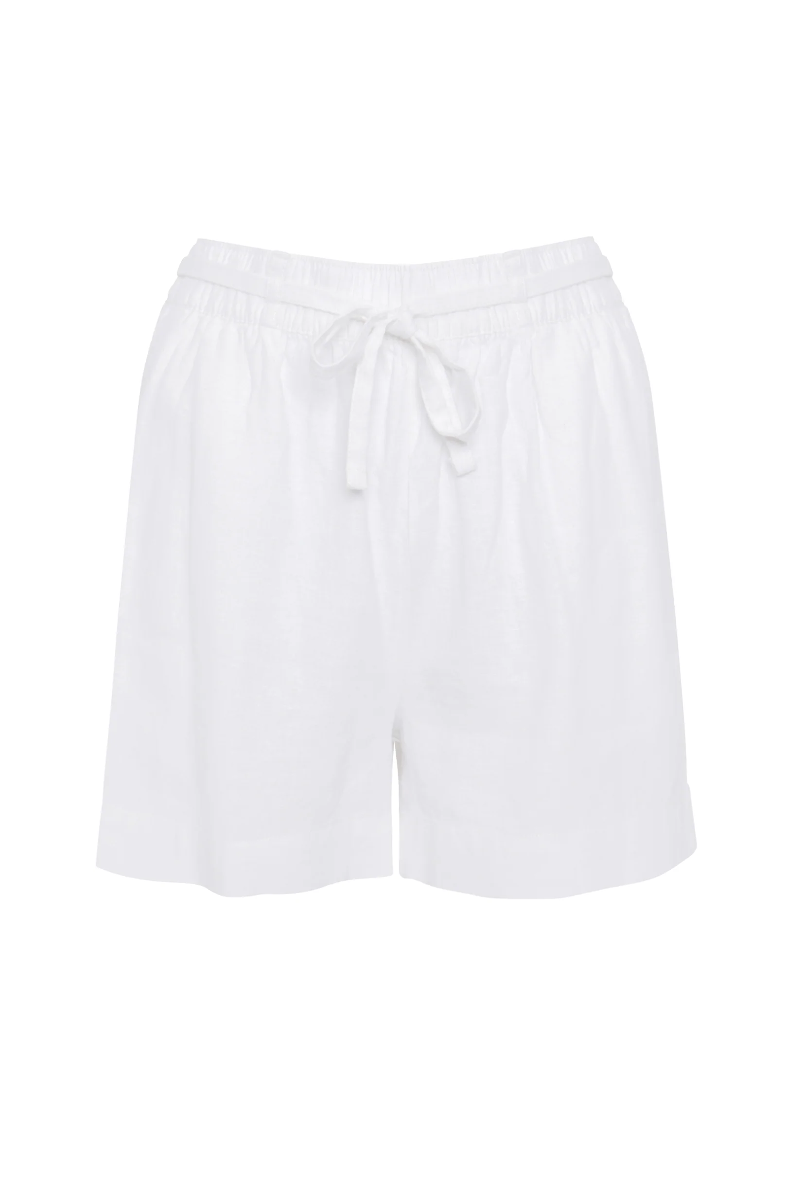 Linen Blend Tie Waist Shorts in White - Image 5