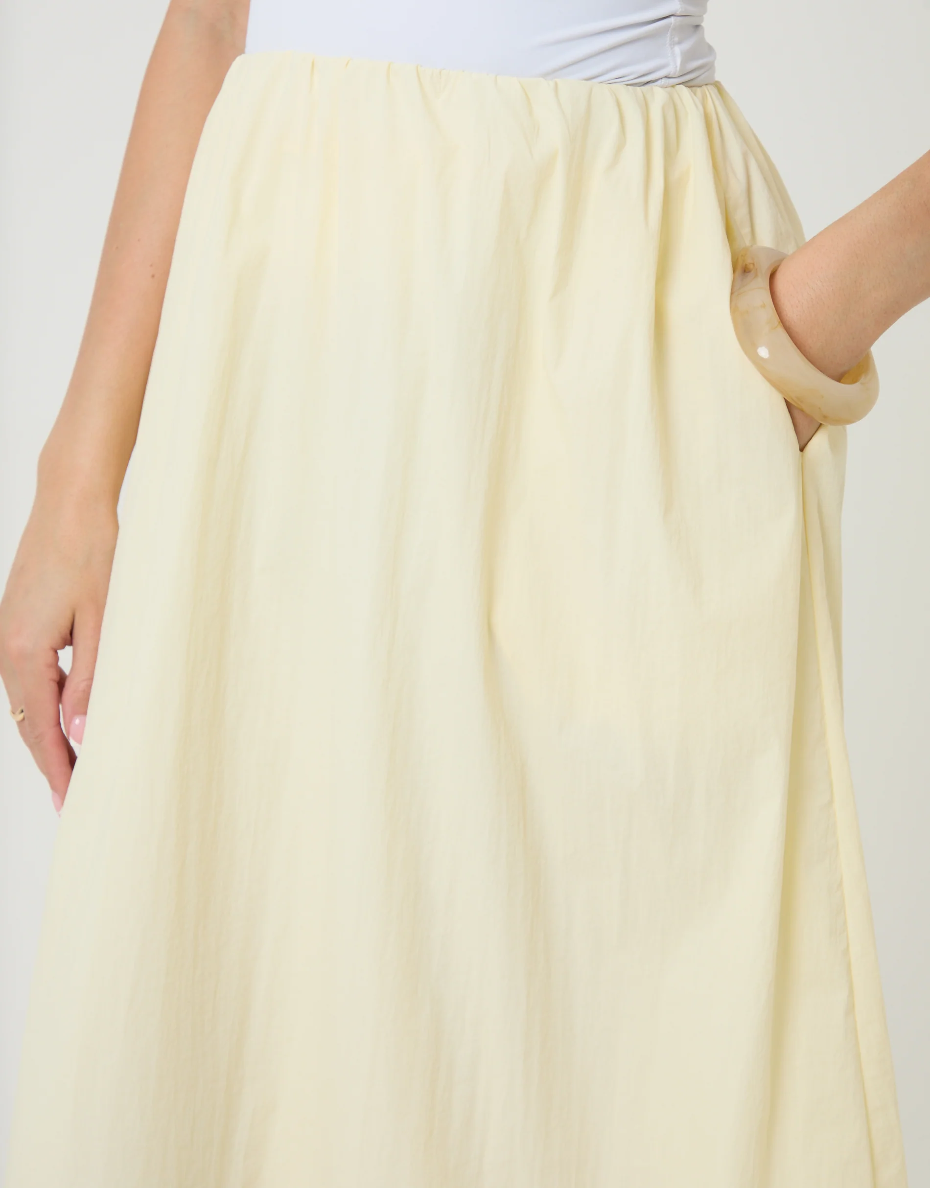 Gathered Waist Maxi Skirt in Yellow - Image 4