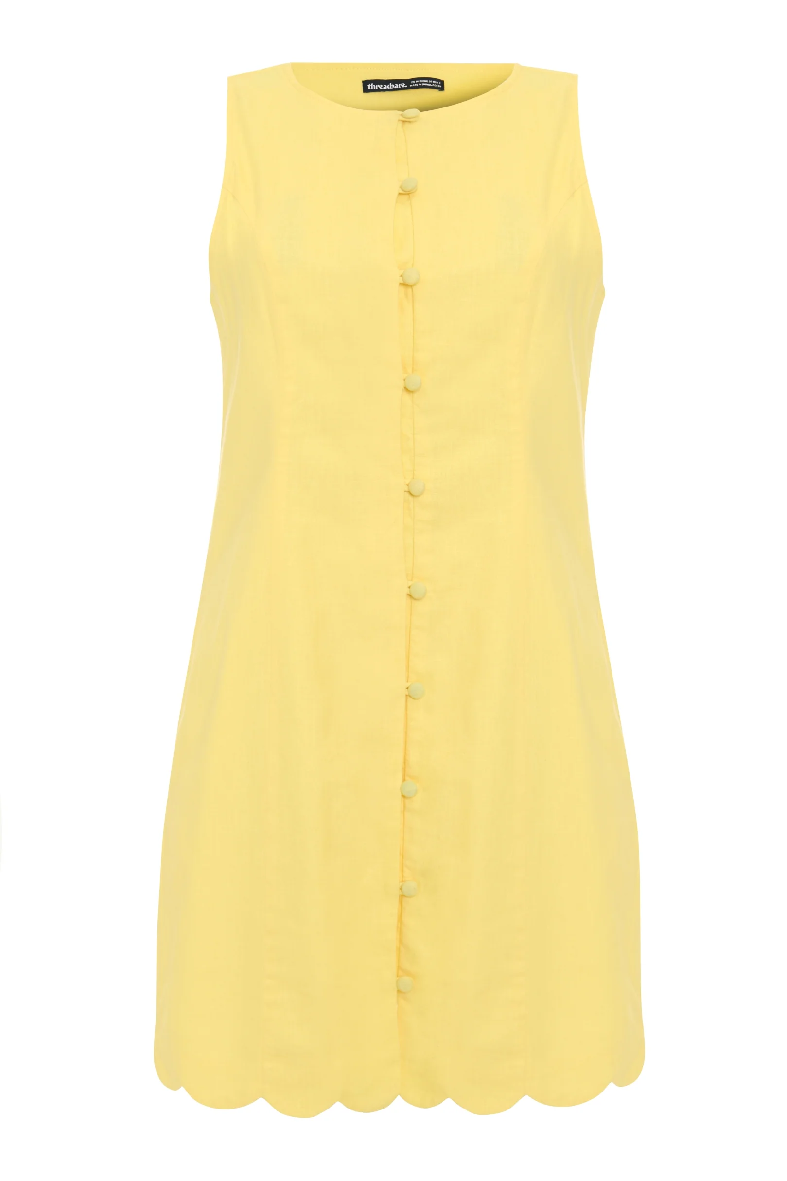 Linen Blend Pinafore Dress in Yellow - Image 5