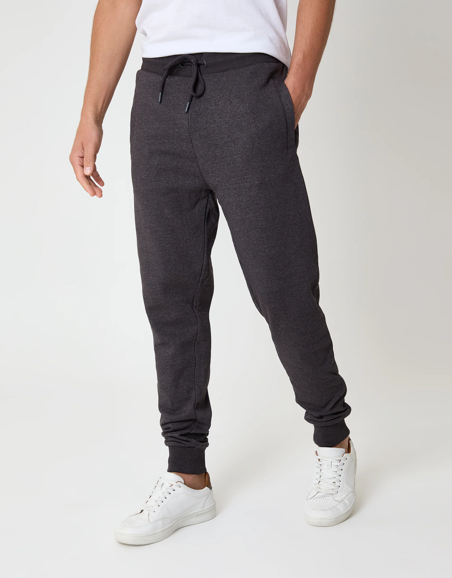Regular Fit Joggers in Charcoal Grey Marl - Image 2